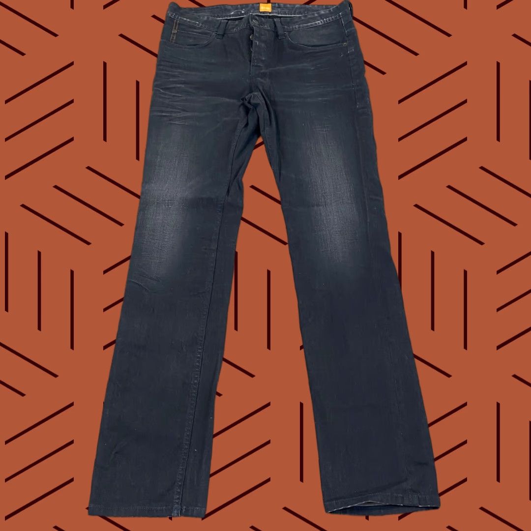 Levi's HUGO BOSS Jeans Mens 33x34 Slim Fit Gray Special Treatment Wash Button Fly Denim 5-Pocket Style Straight Men Size US 33 - 1 Thumbnail