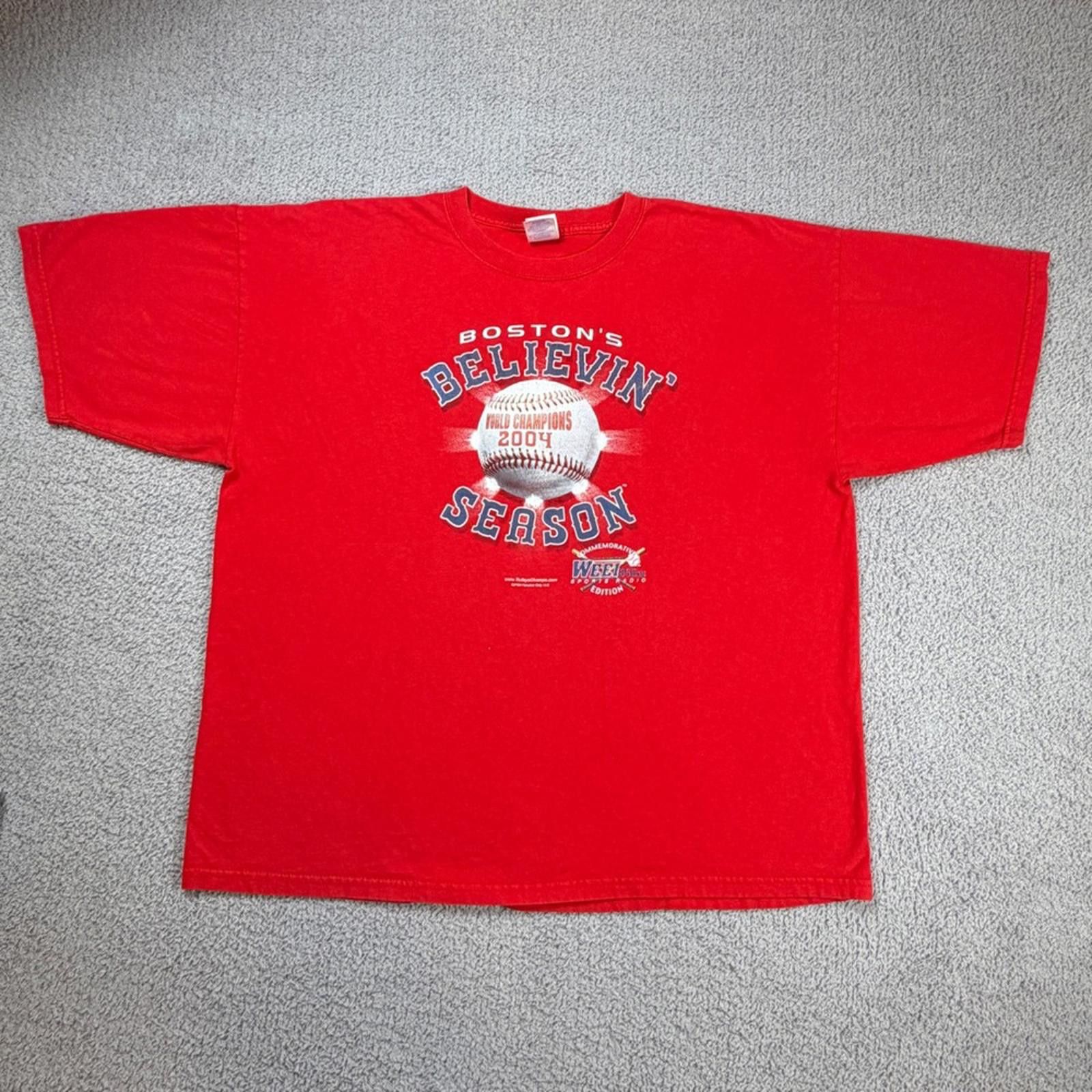 Gildan 2004 Boston Red Sox World Series Believin T Shirt XL MLB Size US XXL / EU 58 / 5 - 5 Thumbnail