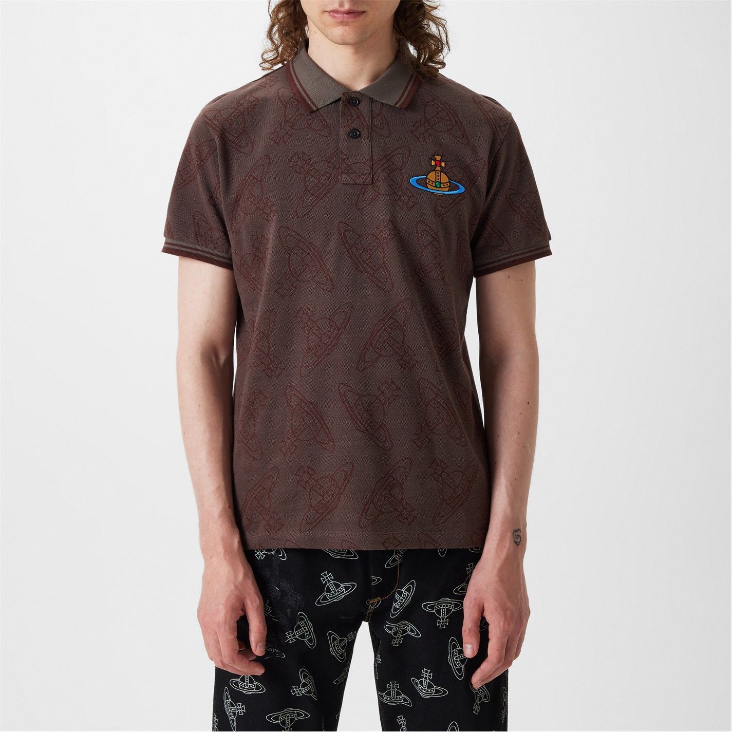 Vivienne Westwood o1g2r1mq0526 Classic Polo Shirt in Brown Size US S / EU 44-46 / 1 - 2 Thumbnail