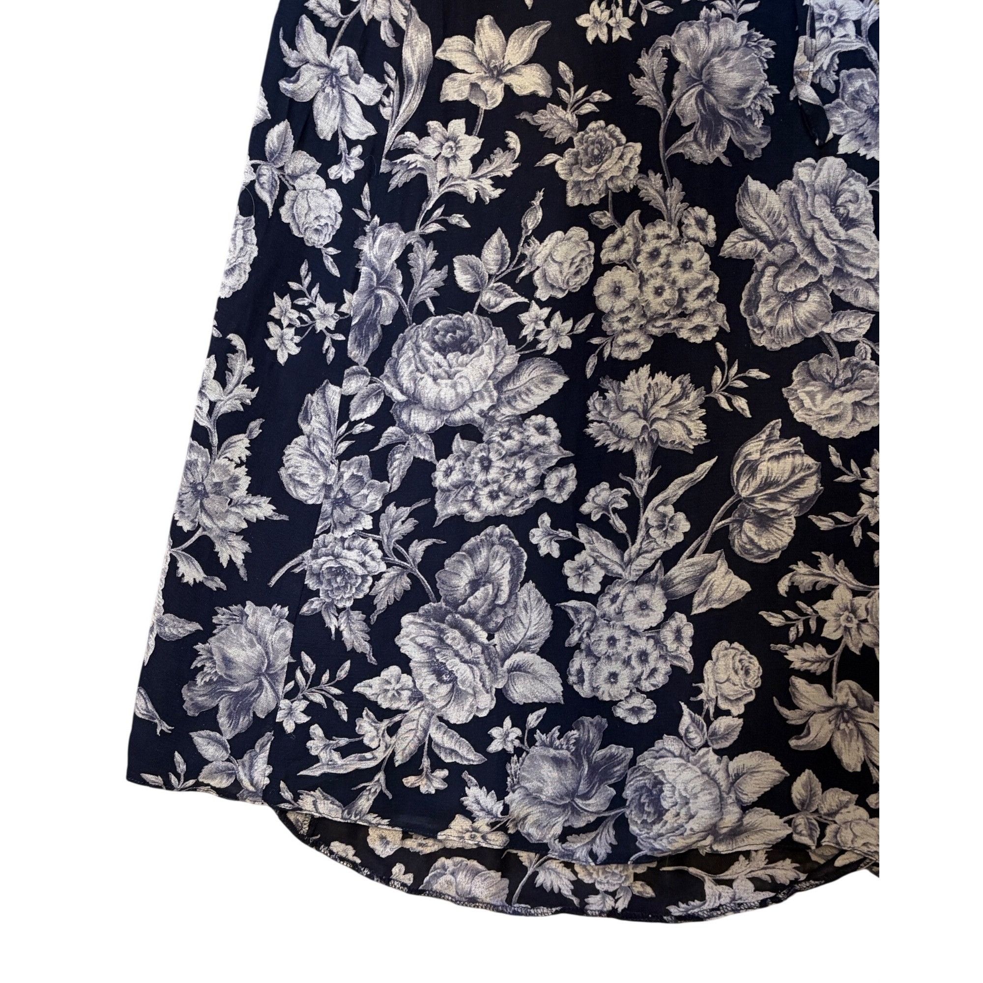 VTG Laura Ashley 6 UK 10 Maxi Dress Blue Floral Gray Rose Lo