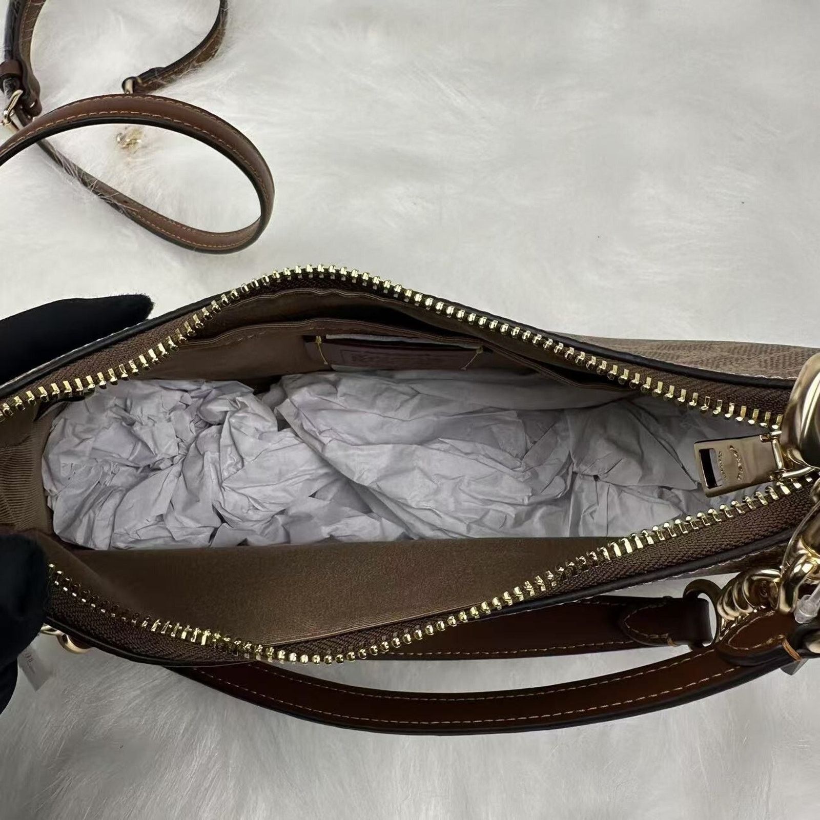 Coach Coach Teri Shoulder Crossbody Bag Signature Canvas/Tan/Brown Size ONE SIZE - 6 Thumbnail