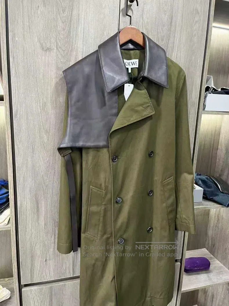 Loewe Loewe Military green leather-trimmed coat Size US S / EU 44-46 / 1 - 2 Thumbnail