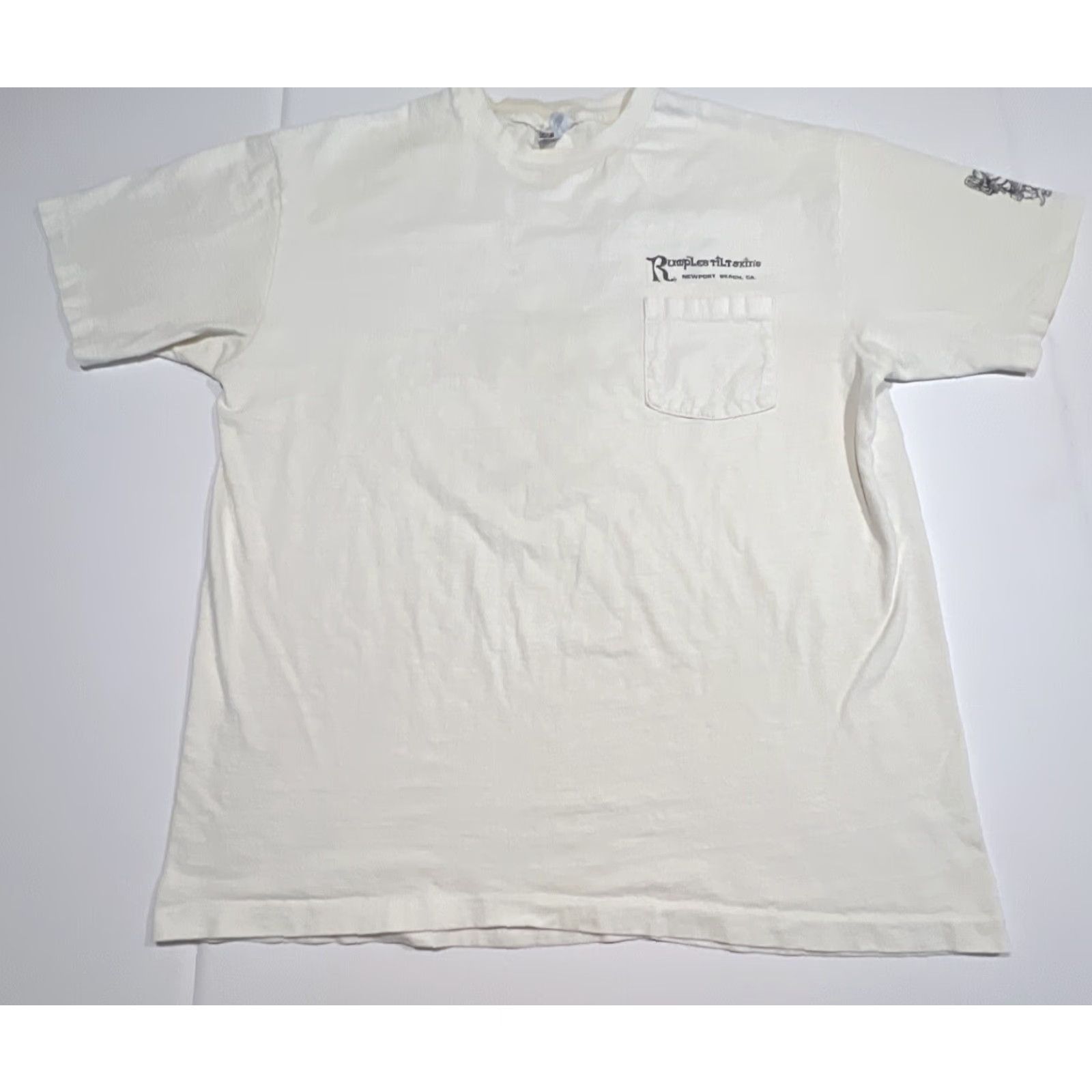 VINTAGE RumplesTiltskin’s Newport Beach Single Stitch Shirt XL Unisex White Graphic Tee 1980s Mens Womens Adults Grunge Hanes