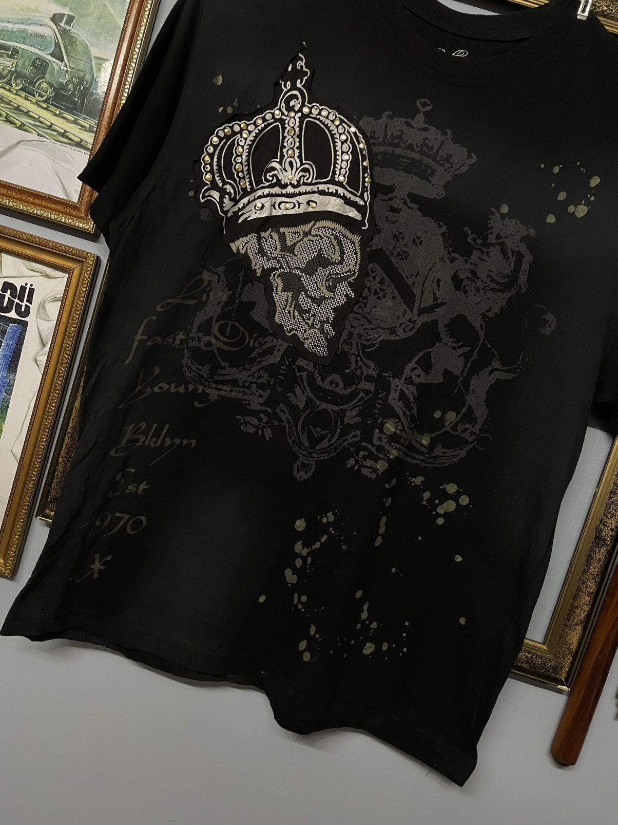 Affliction Vintage Japan Designer Xpress Skull Big Head Faded Tee Size US XXL / EU 58 / 5 - 3 Thumbnail