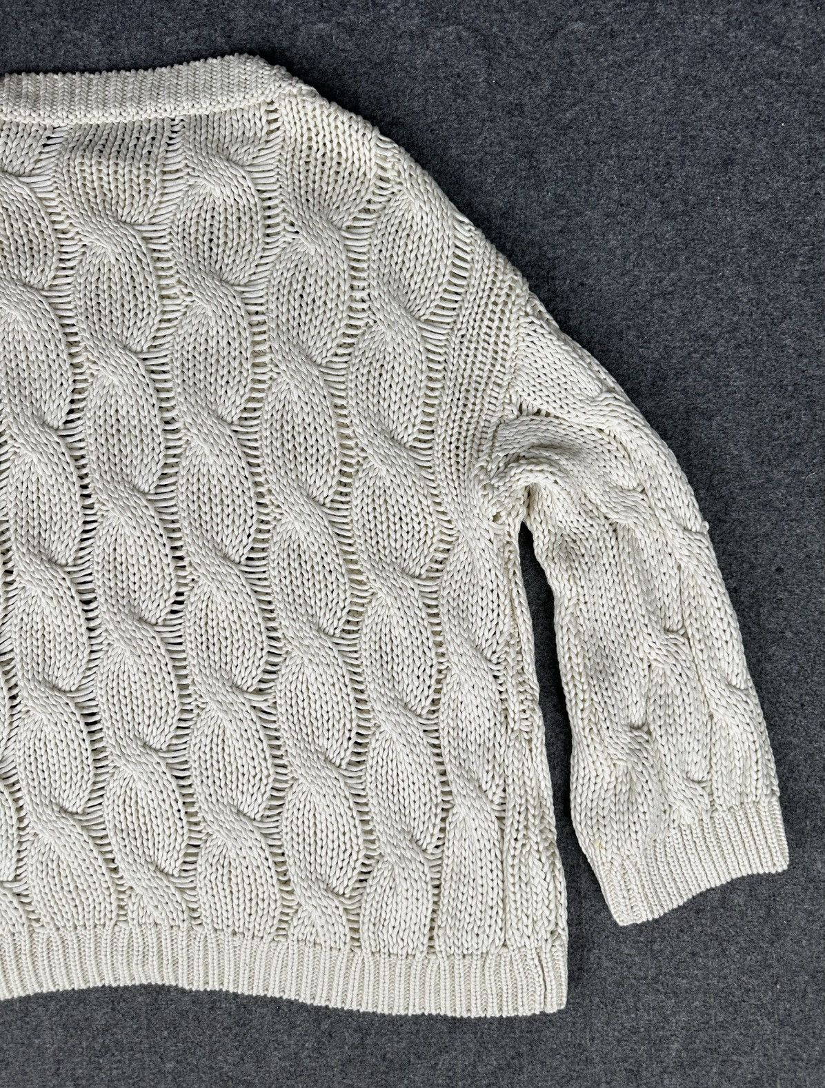 Brunello Cucinelli Brunello Cucinelli - Cable Knit Sweater - Off White Color Size L / US 10 / IT 46 - 10 Thumbnail
