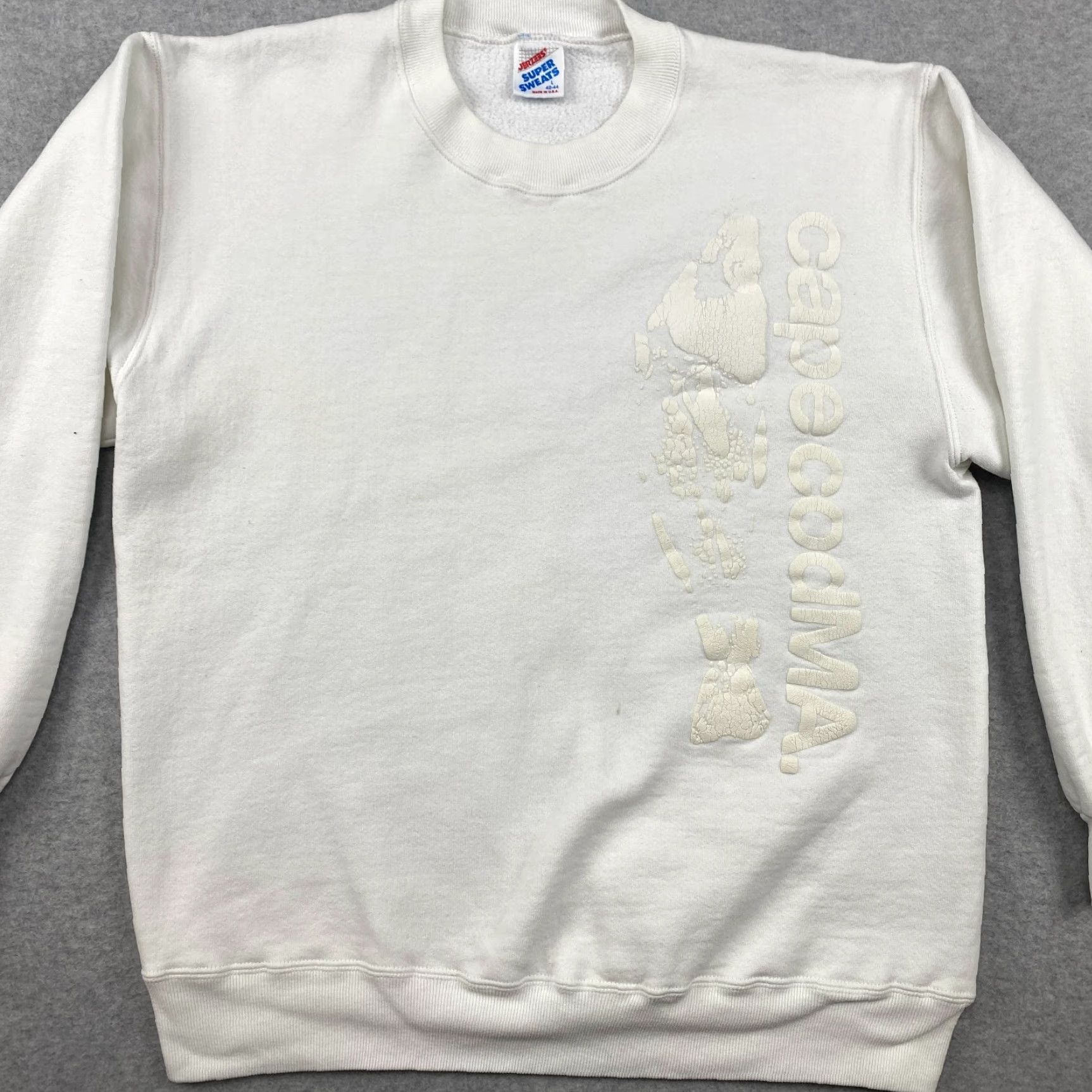 Jerzees VINTAGE Jerzees Cape Cod MA Sweatshirt Mens L White Puff Print Pullover Crewneck USA Size US L / EU 52-54 / 3 - 2 Thumbnail