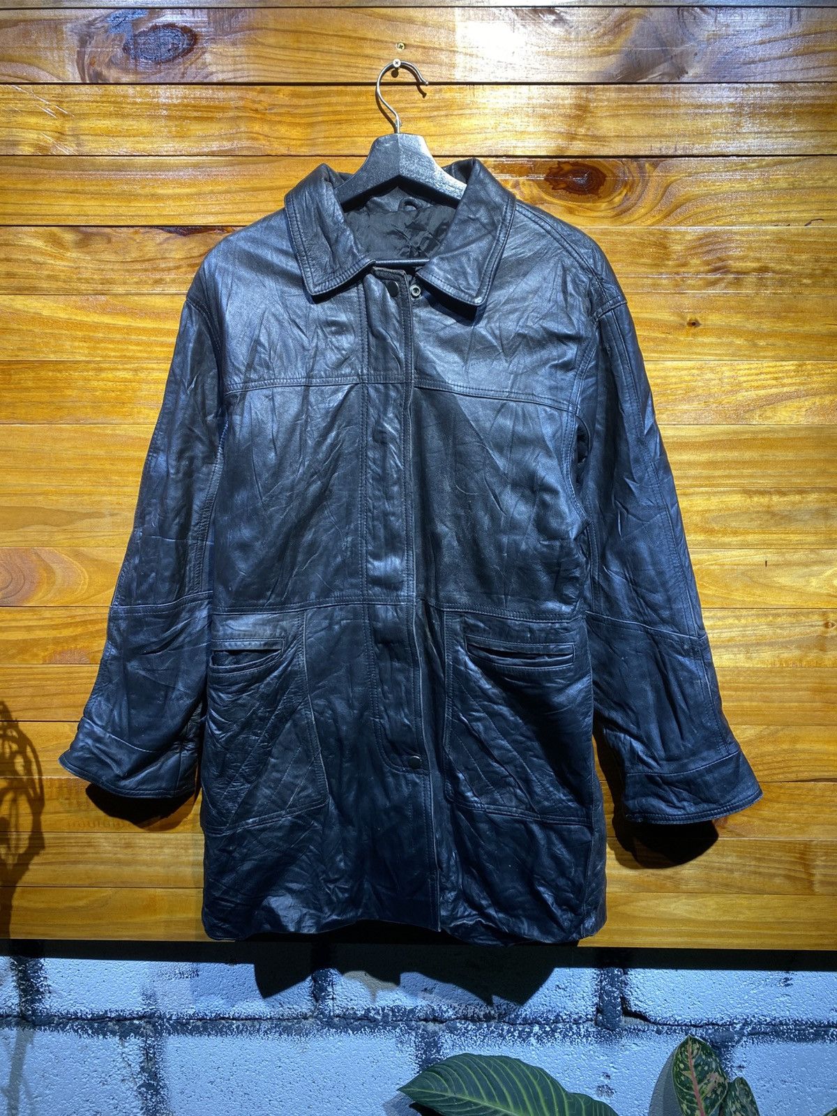 Genuine Leather Vintage Black Genuine Leather Trench Coat Long Jacket Size US S / EU 44-46 / 1 - 3 Thumbnail