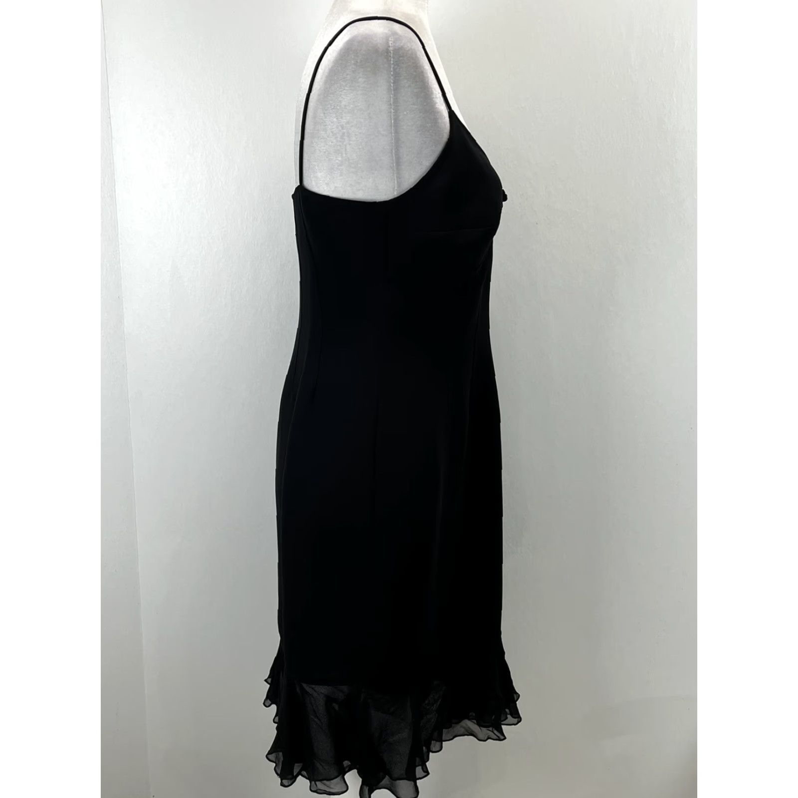 Jones New York JONES NEW YORK Black Slip Dress Women's Size 6 Sleeveless Lined Flutter Hem Knee Length Size M / US 6-8 / IT 42-44 - 4 Thumbnail