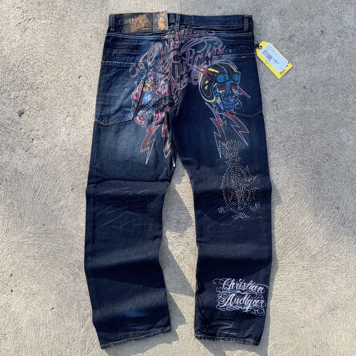 image of Y2K Christian Audigier Skater Grunge Denim Jeans, Men's (Size 40)