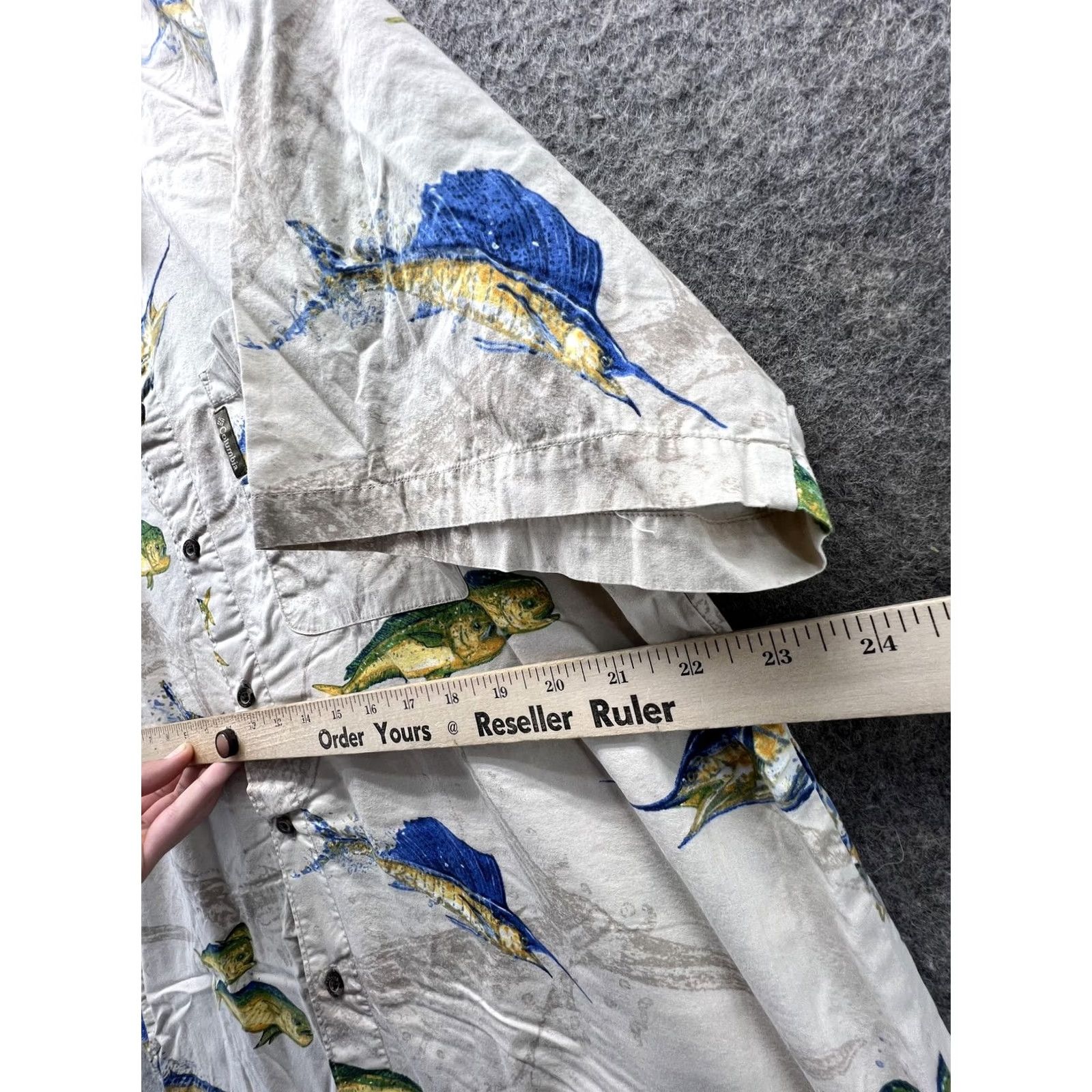 Vintage Columbia Shirt Mens XL Beige Fish Graphic Short Sleeve Button Front Fishing VTG Size US XL / EU 56 / 4 - 4 Thumbnail