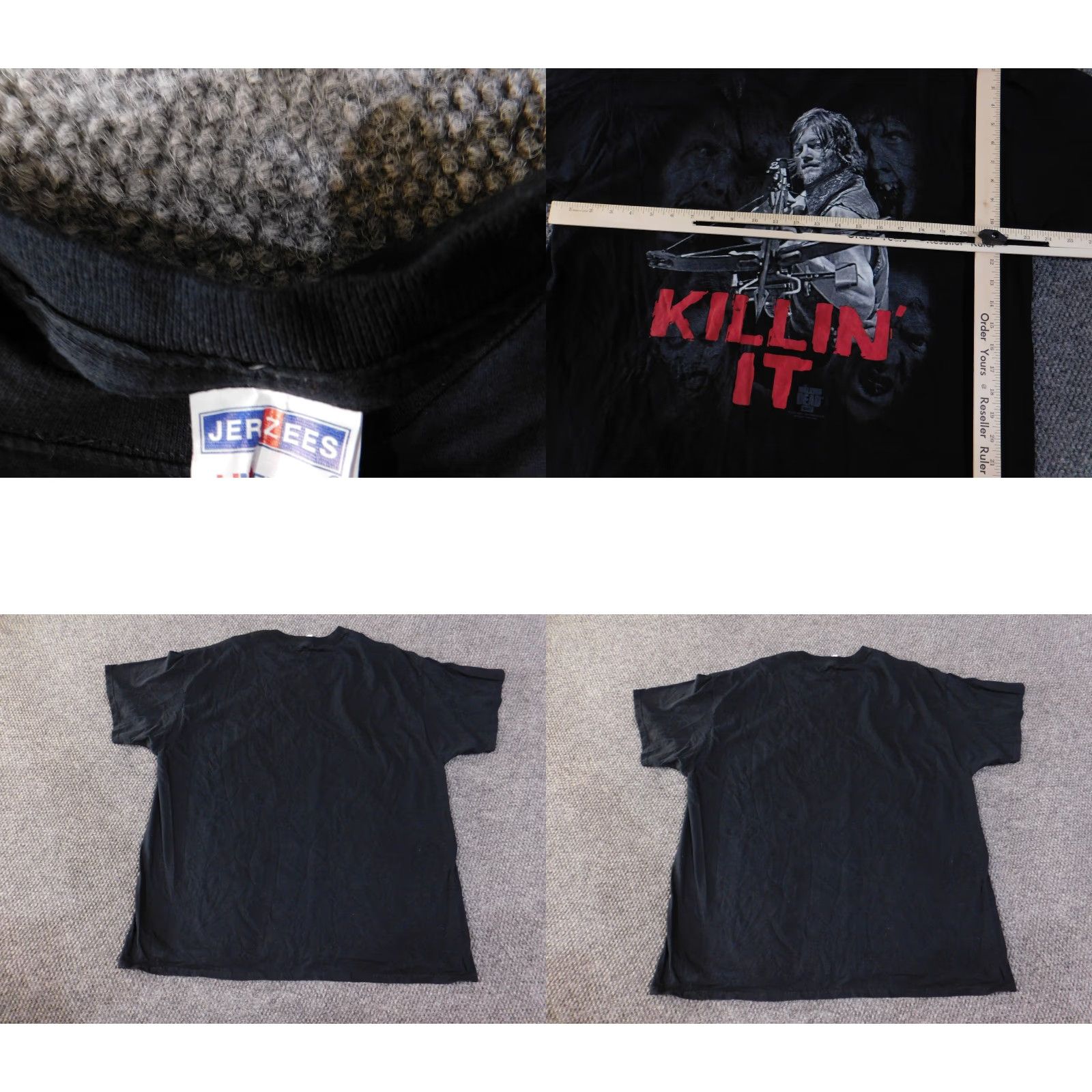Jerzees the walking dead shirt mens 2XL black logo JERZEES T-Shirt Crew Neck Short Sleeve Horror AMC Zombie Size US XXL / EU 58 / 5 - 8 Thumbnail