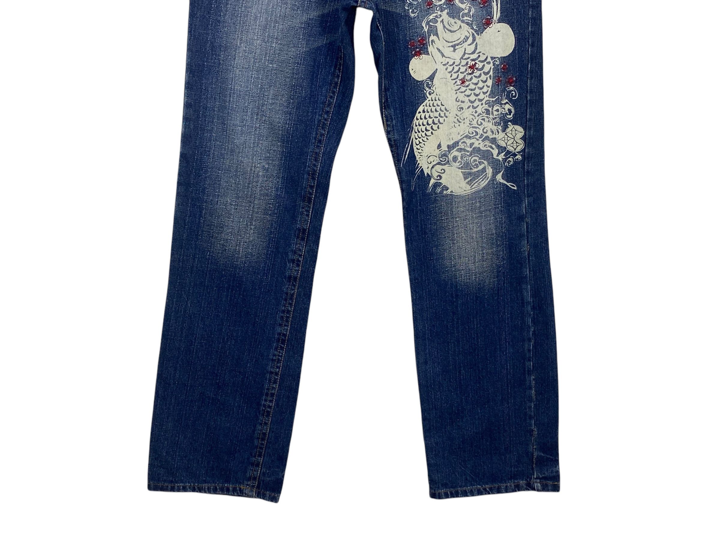 Japanese Brand Koi Painted Sukajan Jeans Nishikigoi Printed Denim Jeans Size US 34 / EU 50 - 4 Thumbnail