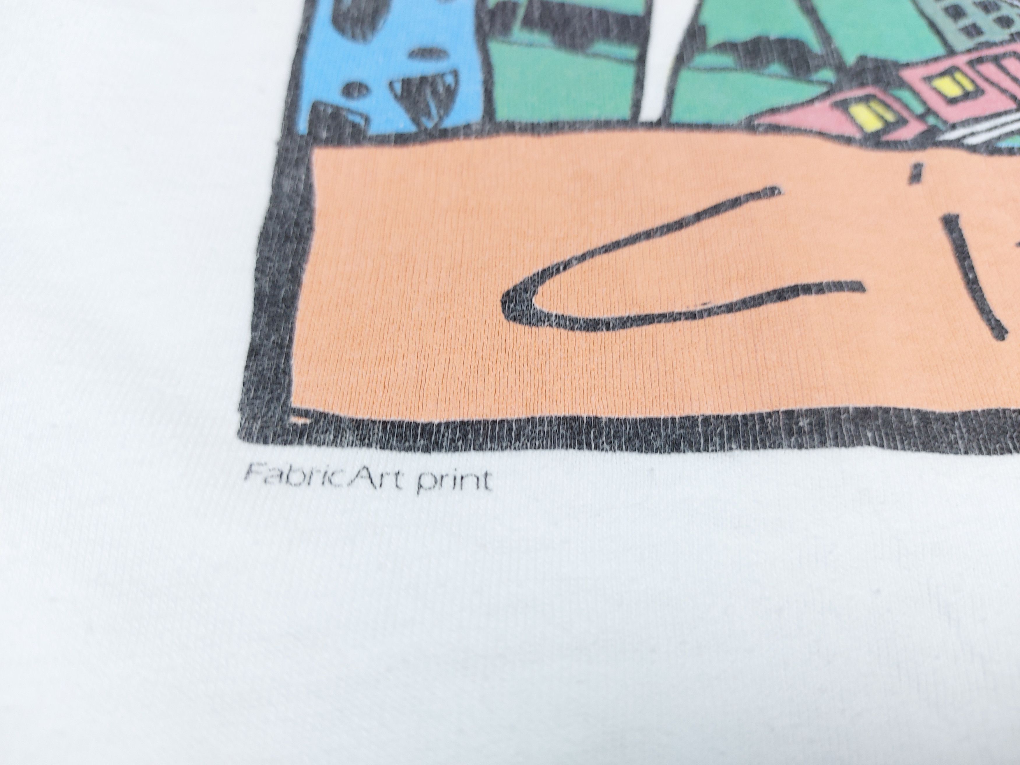 Vintage VTG 90s Fabric Art Print New York City Life Single-Stitch T Size US XL / EU 56 / 4 - 5 Thumbnail