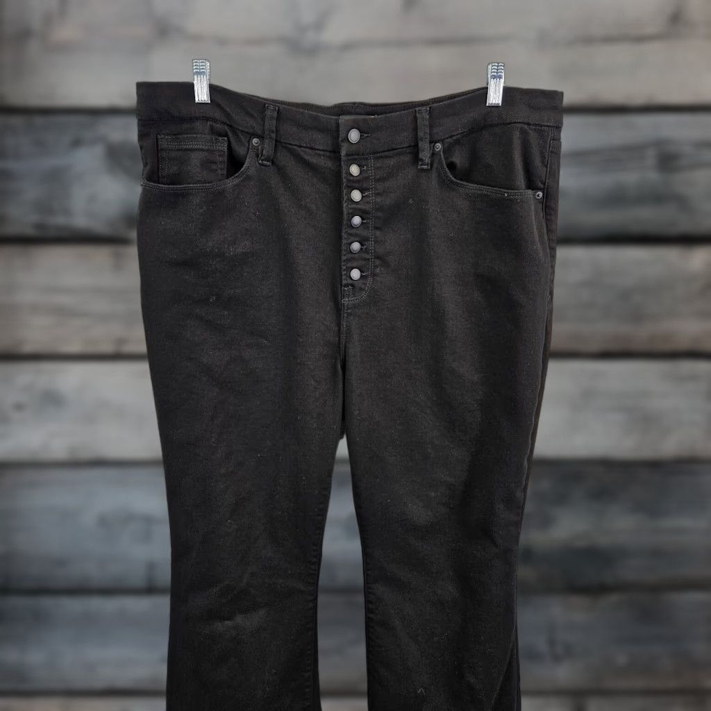 Good American Good American Jeans Womens Flare Jeans plus 24 Black Button Fly High Rise Size 42" / US 20 - 1 Thumbnail