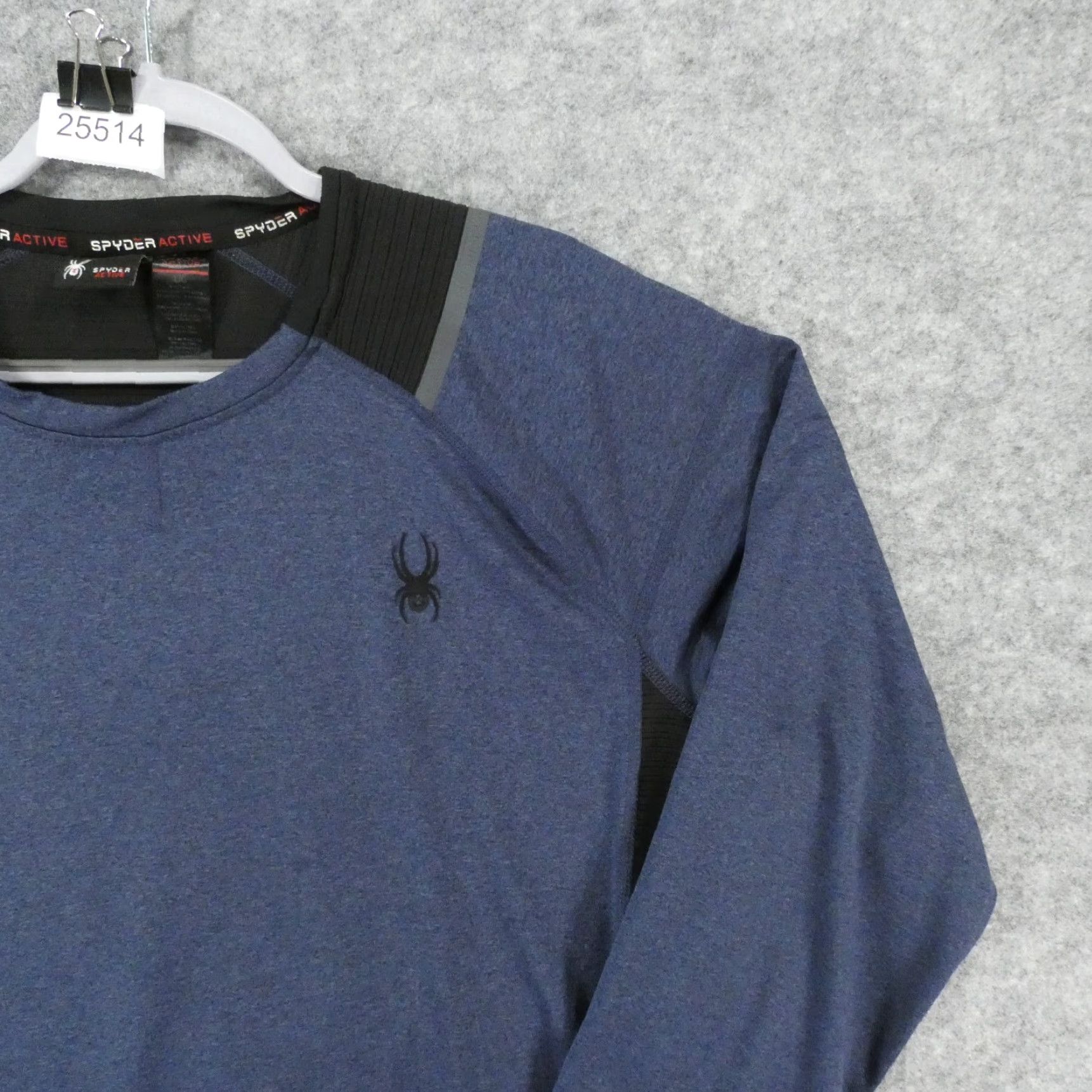 Spyder Spyder Active Shirt Men Large Long Sleeve Blue Black Pullover Lightweight Fleece Crew Neck Polyester Blend Spandex Size US L / EU 52-54 / 3 - 6 Thumbnail