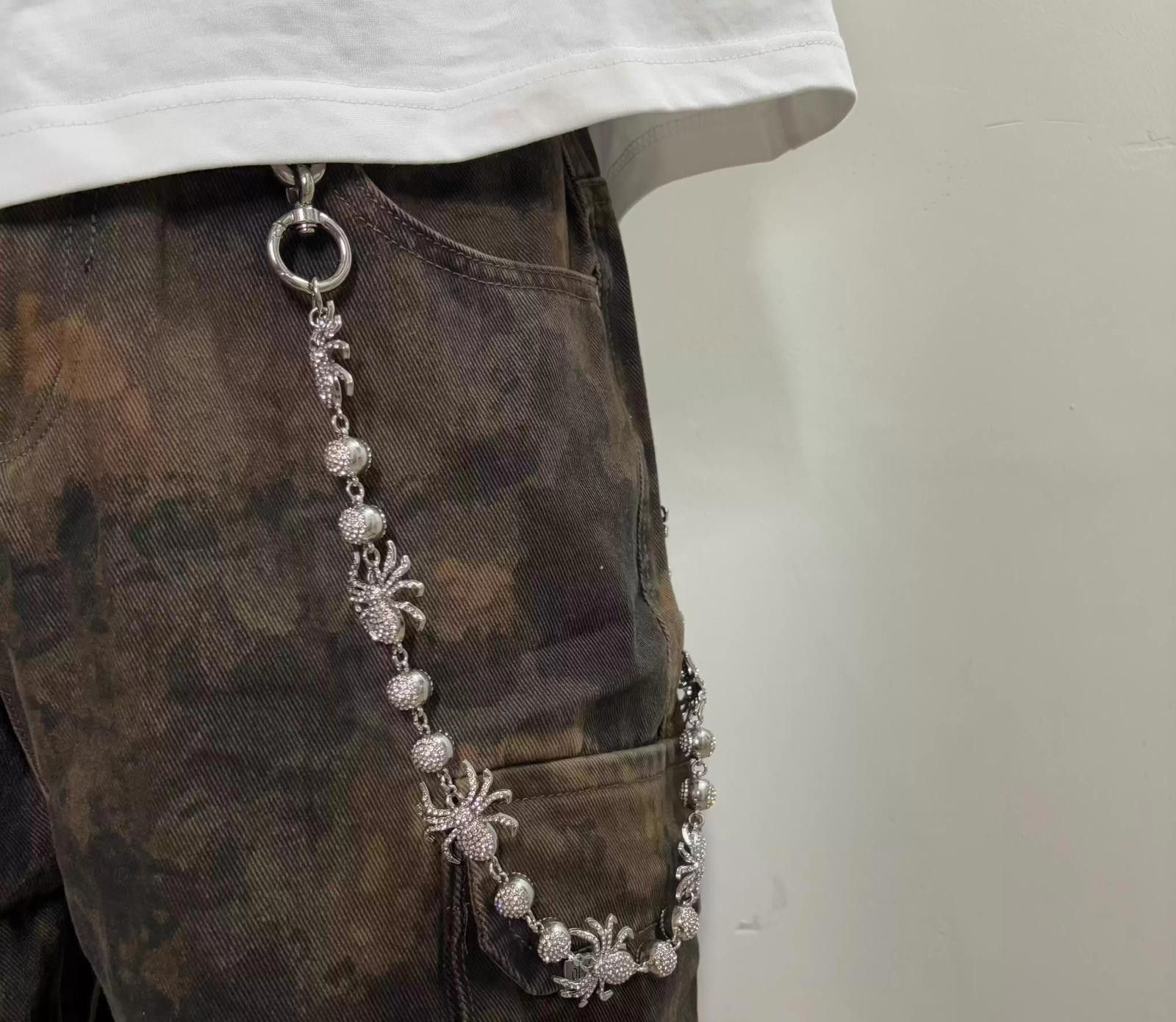 Jewelry Silver Spider Chain for Men, Punk Style Accessory Chain Size ONE SIZE - 1 Thumbnail