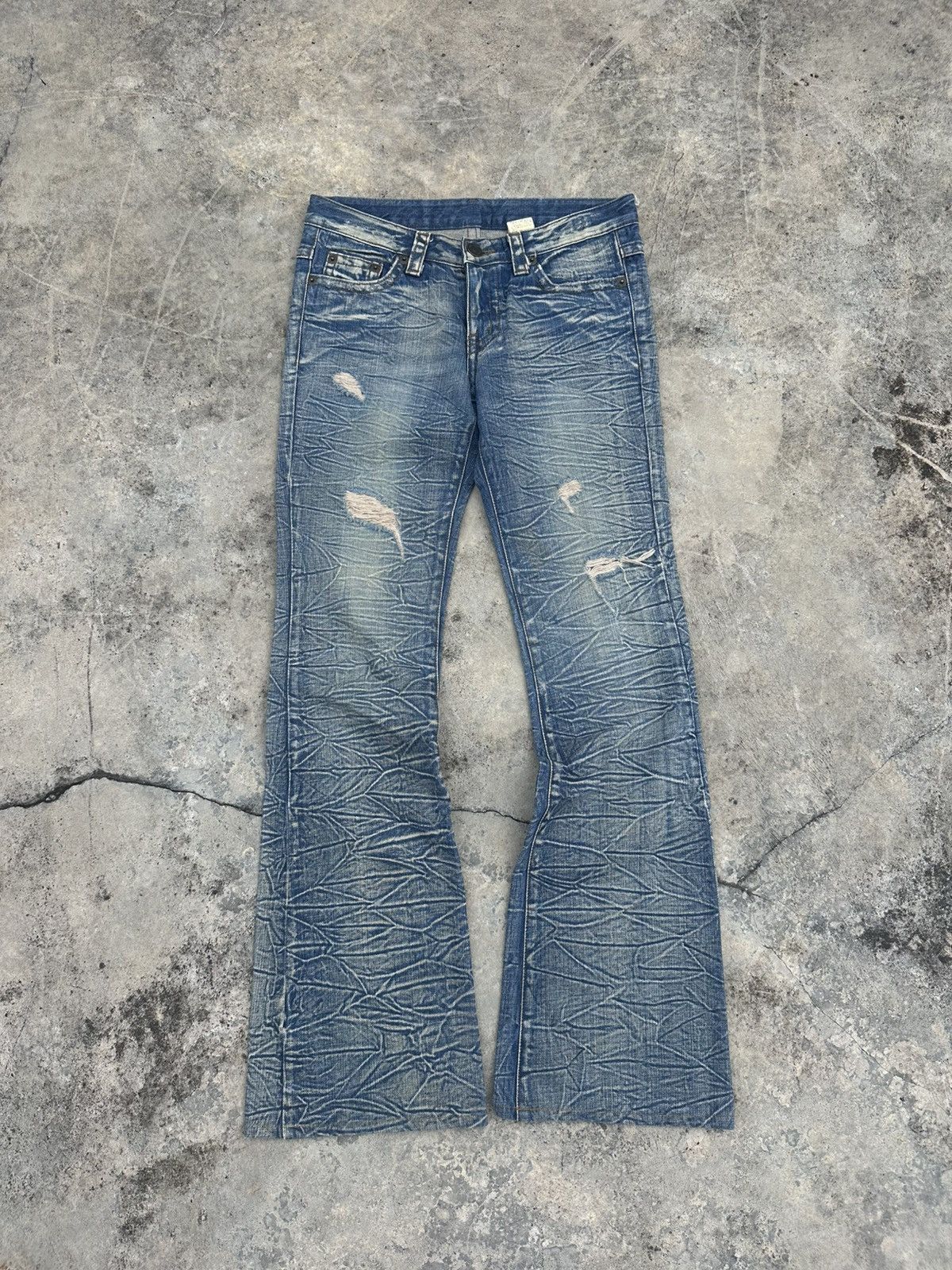 If Six Was Nine 2000s Japanese Brand Beautiful Whisker Flare Jean Size US 30 / EU 46 - 1 Thumbnail