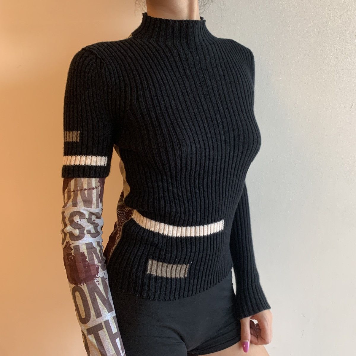 Cop Copine × Designer Cop Copine | Black Knit Sweater with Sheer Back Size XS / US 0-2 / IT 36-38 - 4 Thumbnail