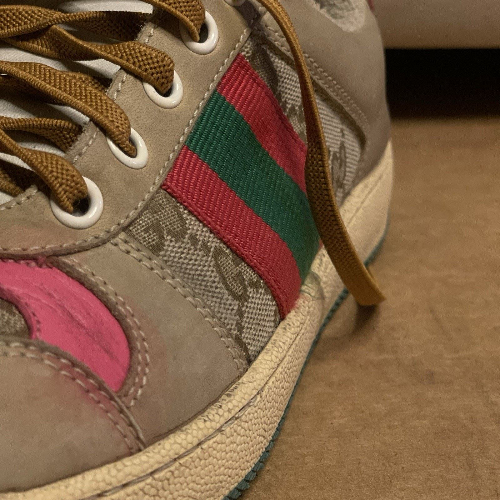 Gucci Gucci Sneakers Screener Distressed Leather Monogram Canvas Size US 8.5 / IT 38.5 - 12 Thumbnail