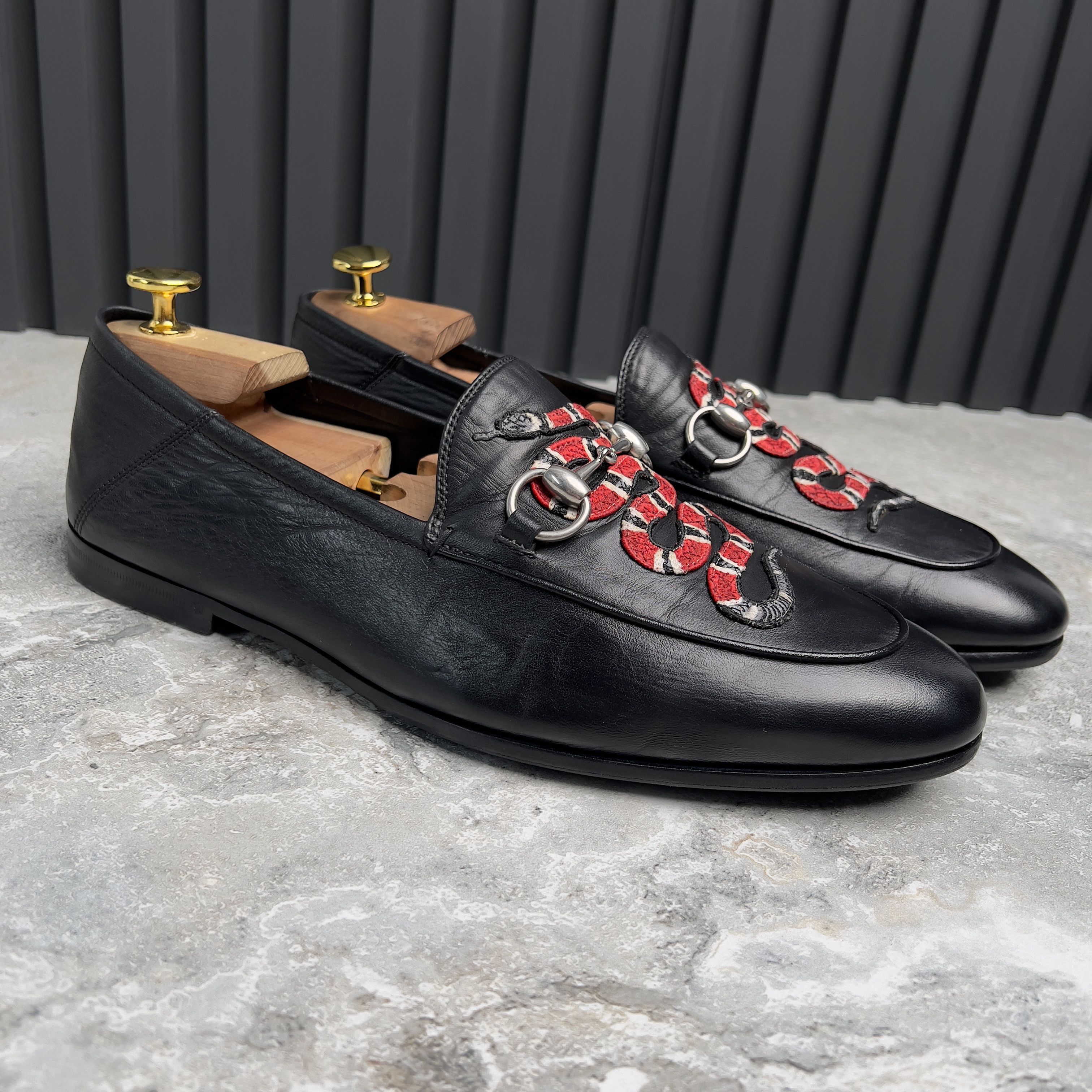 Gucci GUCCI Horsebit Jordaan Snake Collapsible Loafer Leather Size US 8.5 / EU 41-42 - 5 Thumbnail