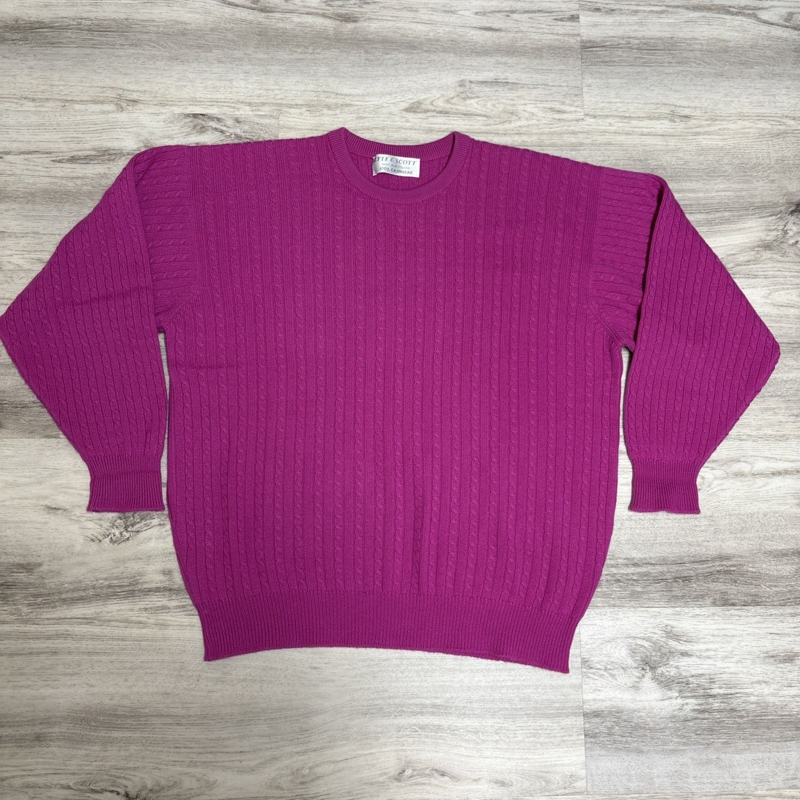 Lyle & Scott Lyle & Scott Cashmere Sweater Womens XL Fuchsia Cable Knit P Size XL / US 12-14 / IT 48-50 - 4 Thumbnail