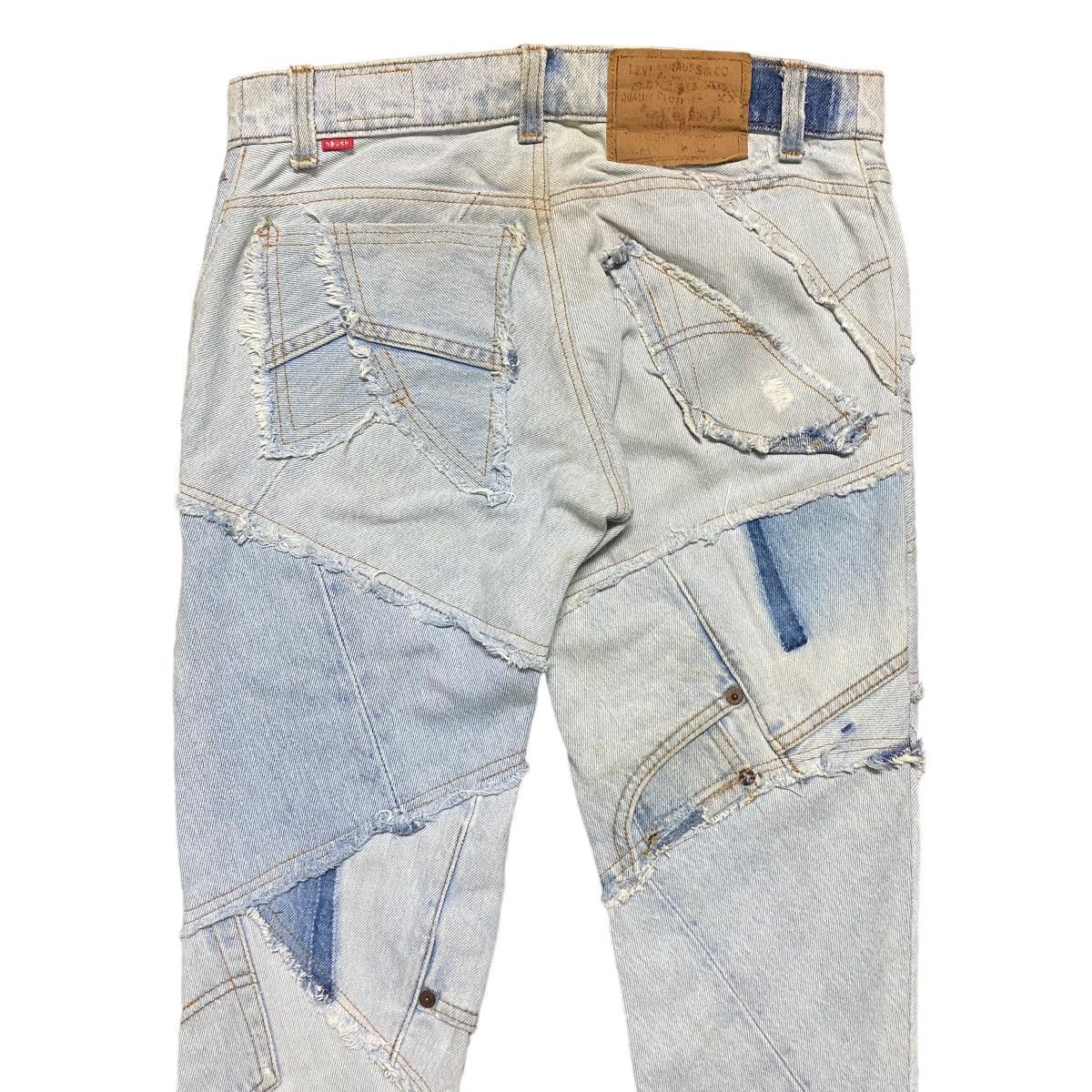 Japanese Brand JUNGLE CAT Reworked Recylce Paper Denim Flare Jeans Size US 28 / EU 44 - 10 Thumbnail