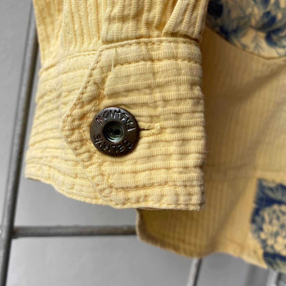 Designer × Japanese Brand MATURIODEA Yellow Patchwork Floral Shirt Size XL / US 12-14 / IT 48-50 - 7 Thumbnail