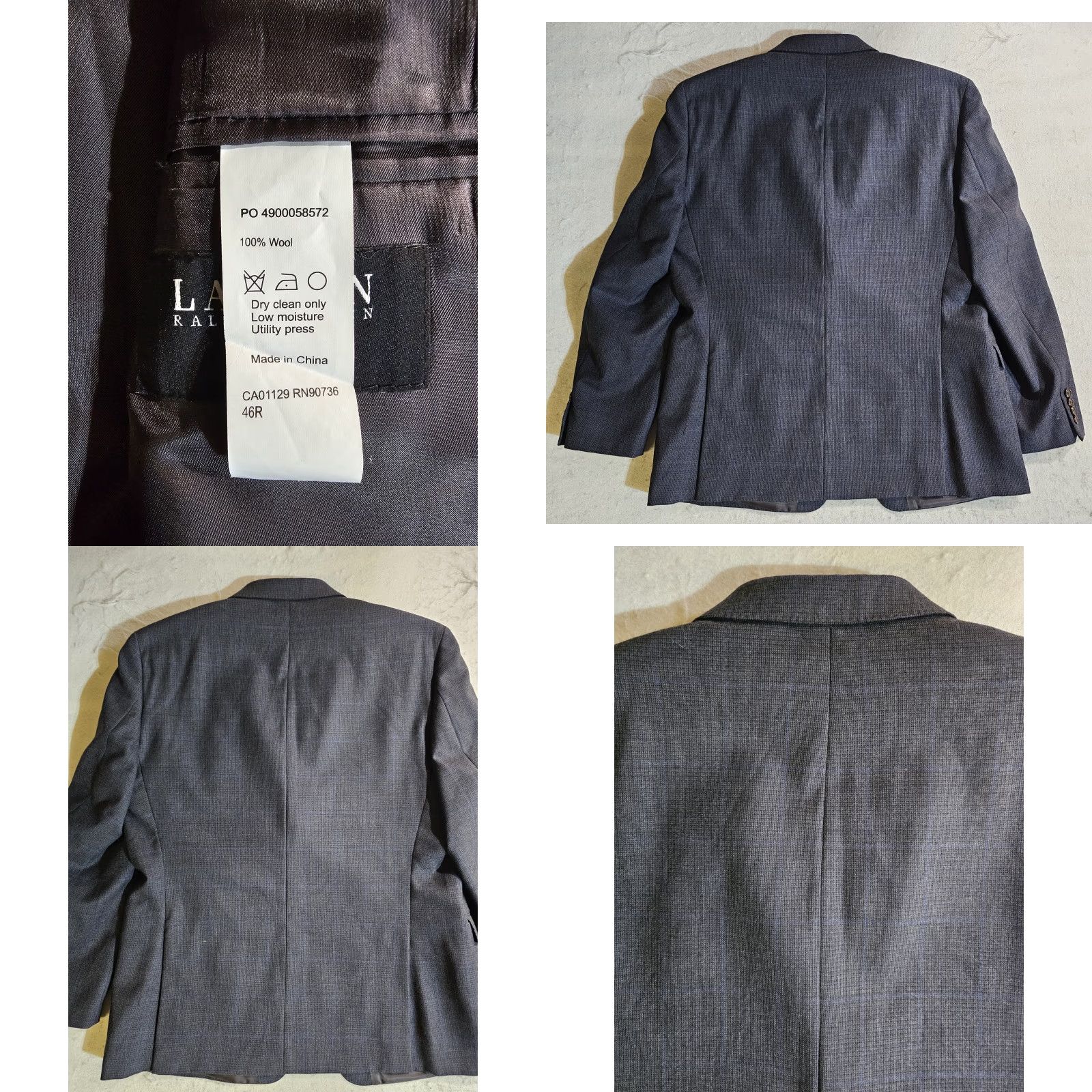 Ralph Lauren Ralph Lauren Black Label Blazer 46 Slim Wool Grey Dual Vent Notch Lapel Single-Breasted 2-Button Mens Jacket/Coat Regular Bedis Size 46R - 8 Thumbnail