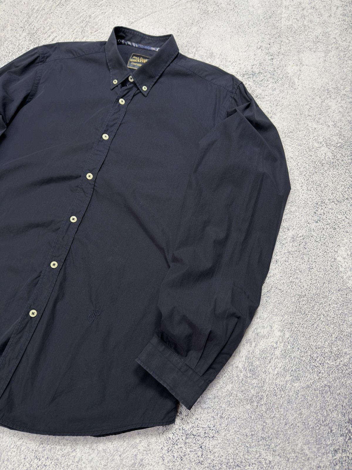 Jean Paul Gaultier Jean Paul Gaultier Monsieur Vintage Navy Button-Up Shirt Size US L / EU 52-54 / 3 - 3 Thumbnail
