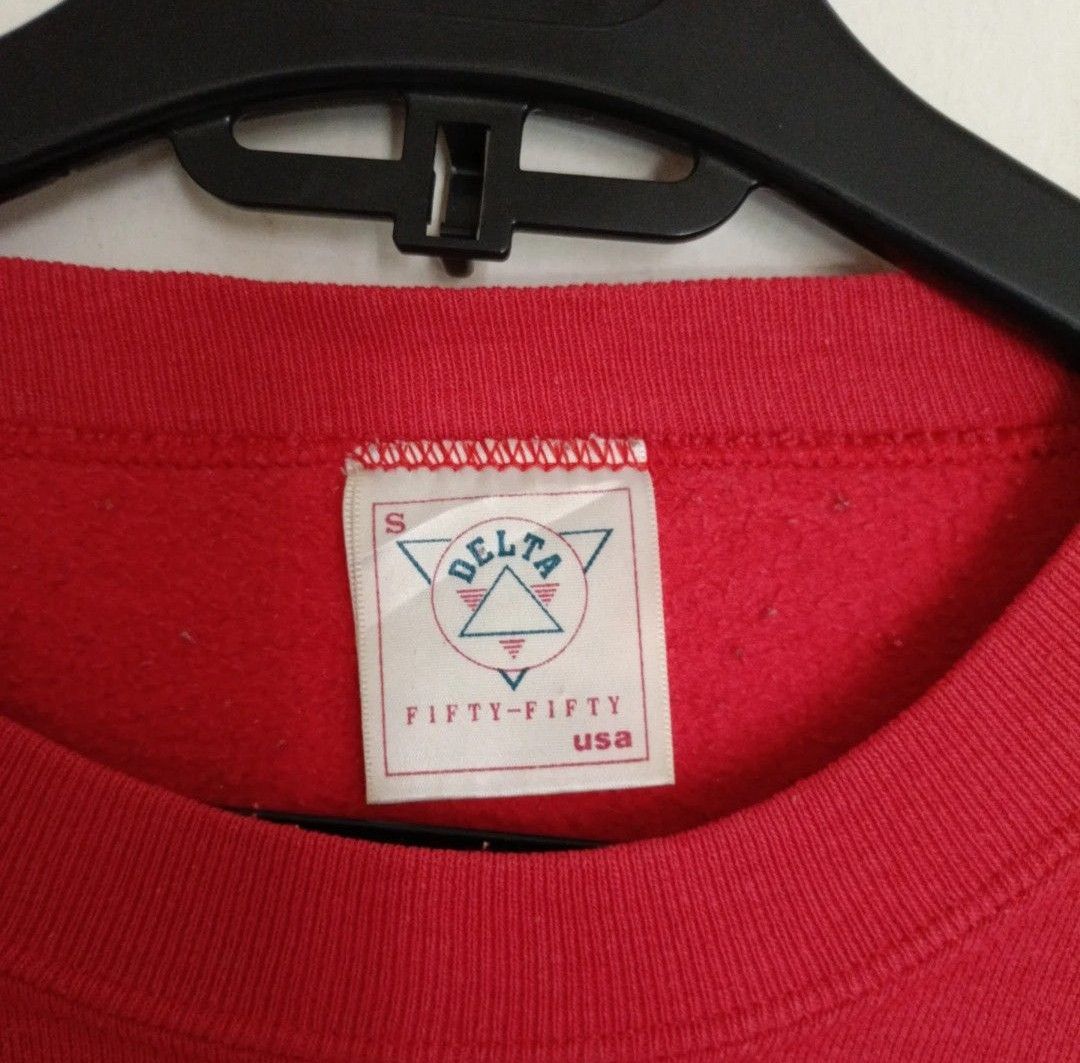 Delta Vintage 90s USA delta 50 50 solid red crewneck Size US S / EU 44-46 / 1 - 3 Thumbnail