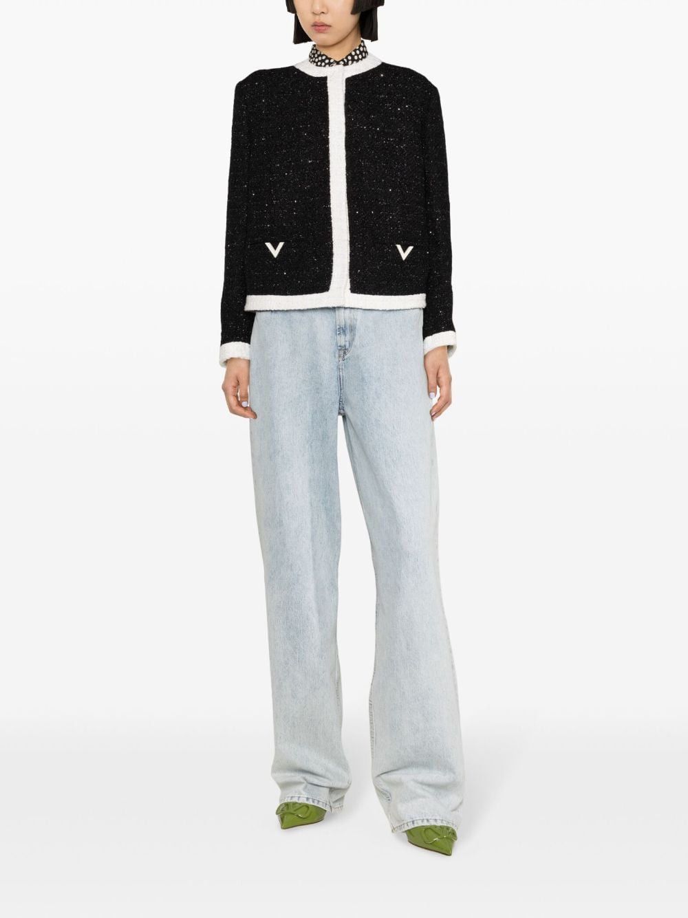 Valentino o1s22i1n0924 Glaze Tweed Jacket in Black Size M / US 6-8 / IT 42-44 - 2 Thumbnail