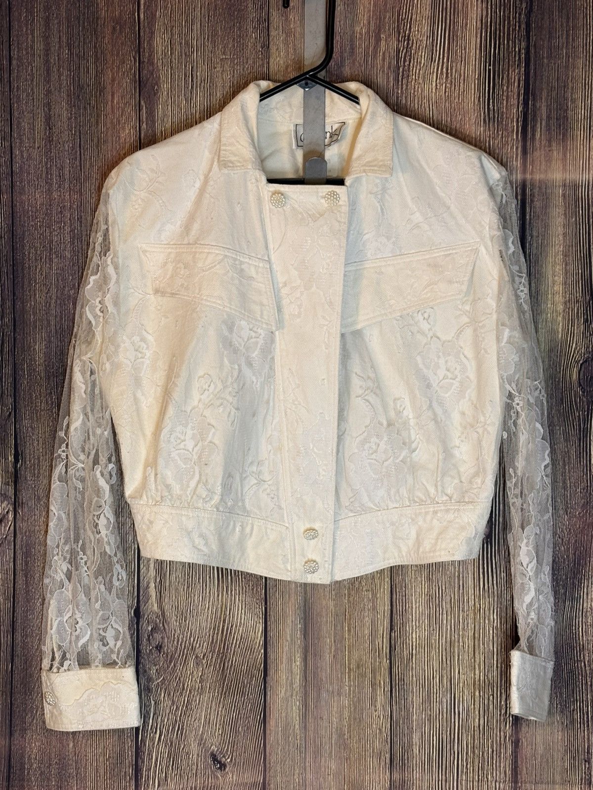 Other d.frank denim & lace cropped jacket Size L / US 10 / IT 46 - 1 Thumbnail