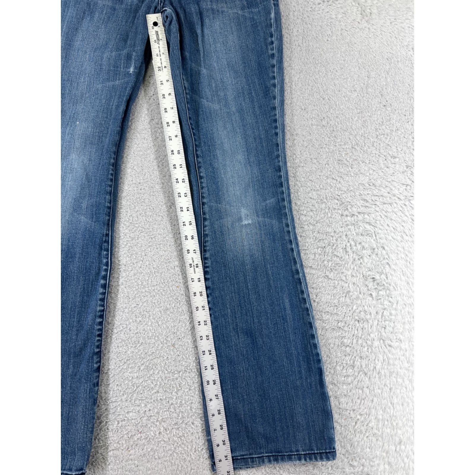 Denime Refuge Jeans Womens 3 Blue Denim Bootcut Flare Cotton 25x32 Denim Jeans Baggy Stretch Embroidered 5-Pocket solid Blue Ladies Size 26" / US 2 / IT 38 - 7 Thumbnail
