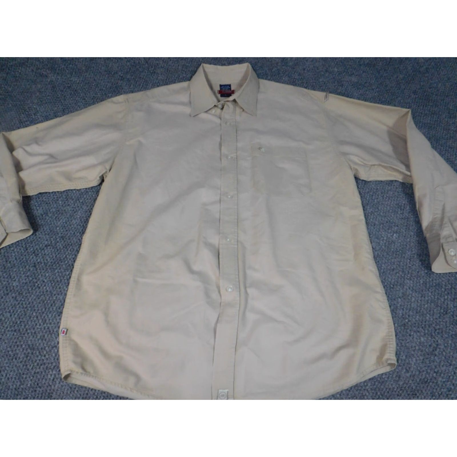 Vintage Mecca Mens Shirt Large Beige Button-Down Collared 2000s Slimming 90s Size US L / EU 52-54 / 3 - 2 Thumbnail