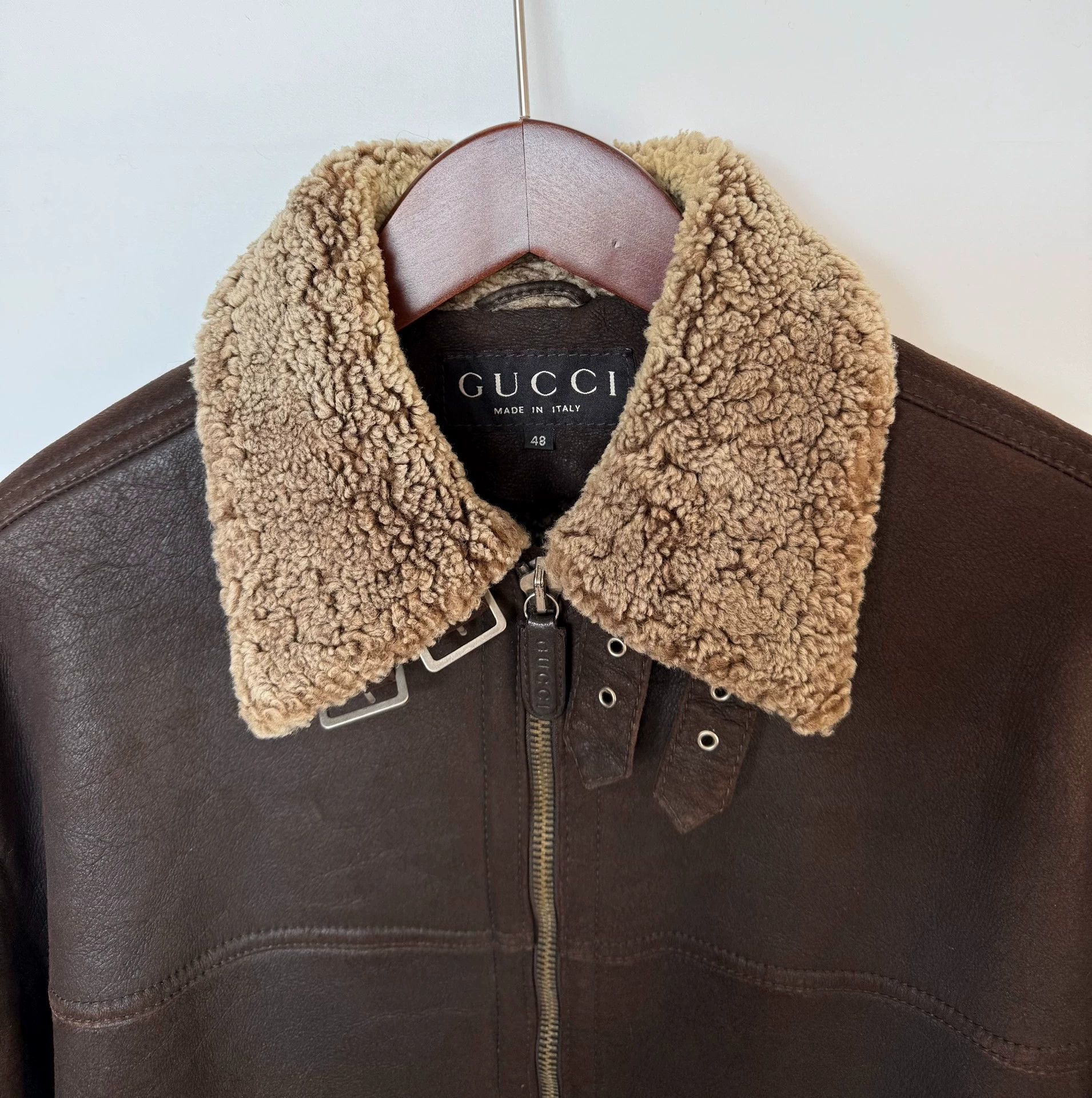 Gucci Gucci Brown Suede Shearling Jacket Tom Ford Era 48 Size US M / EU 48-50 / 2 - 7 Thumbnail