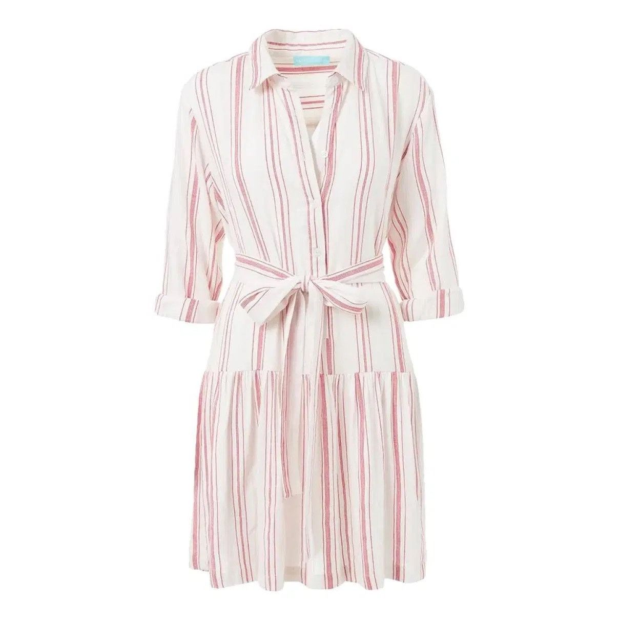 Melissa Odabash Amelia White & Red Striped Cotton Mini Shirt