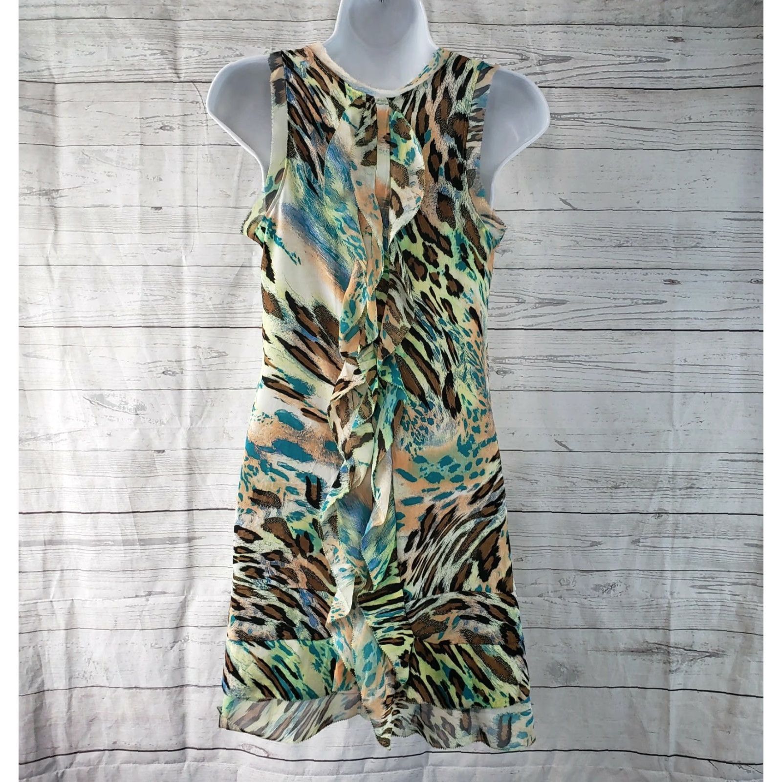 Vintage Silvergate Womens Tank Tunic Size Small Brown Teal Animal Print Scoop Neck Casual Shirt Womens Size S / US 4 / IT 40 - 4 Thumbnail