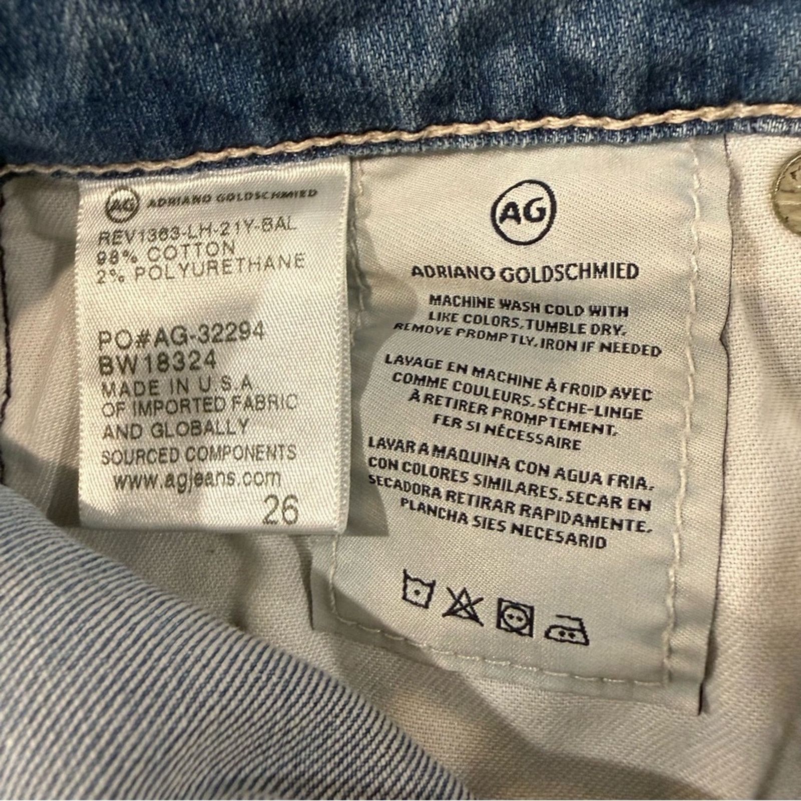 AG Adriano Goldschmied AG Adriano Goldschmied The Stilt Crop Frayed Jeans Womens 26 Size 26" / US 2 / IT 38 - 10 Thumbnail