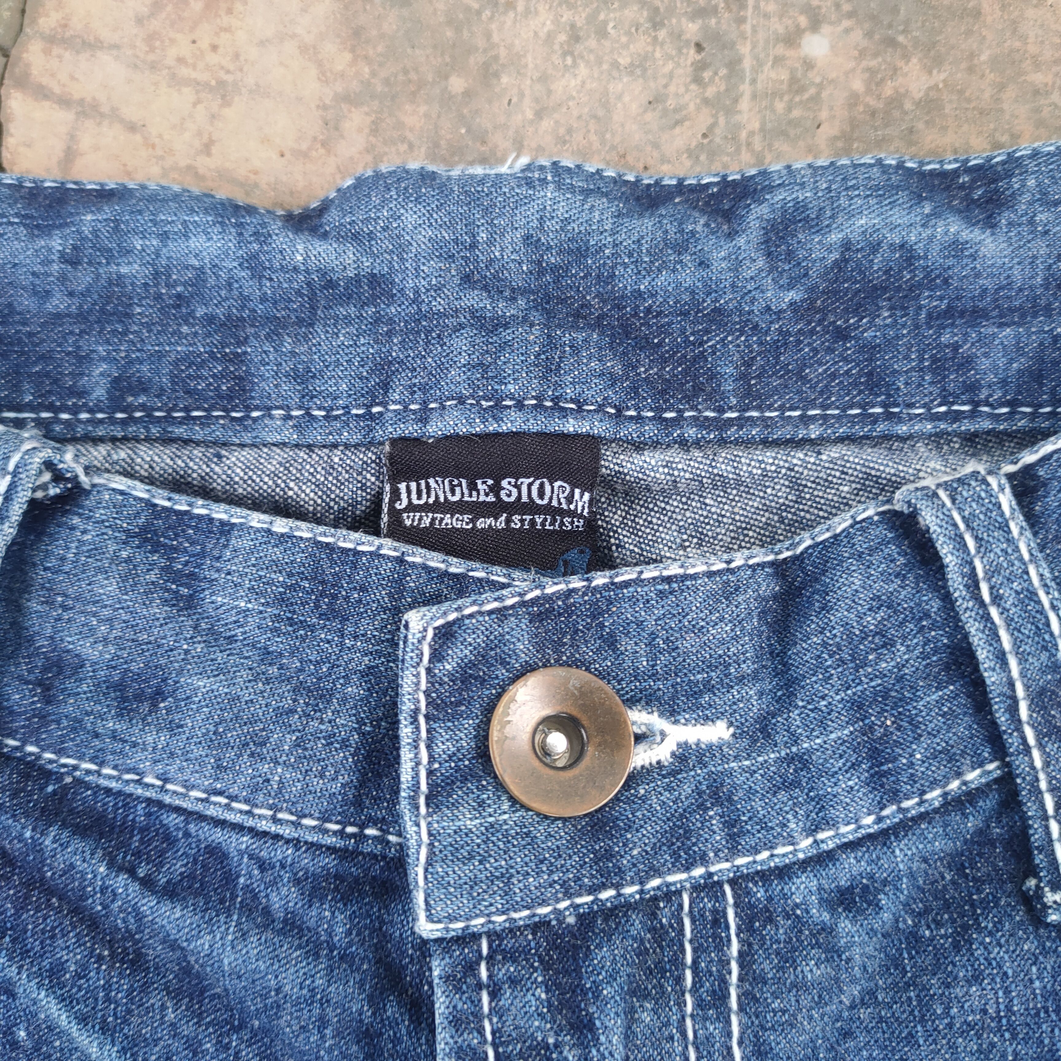 Jungles # VINTAGE STORM FADED DISTRESSED JEANS DENIM PANTS Size US 30 / EU 46 - 5 Thumbnail