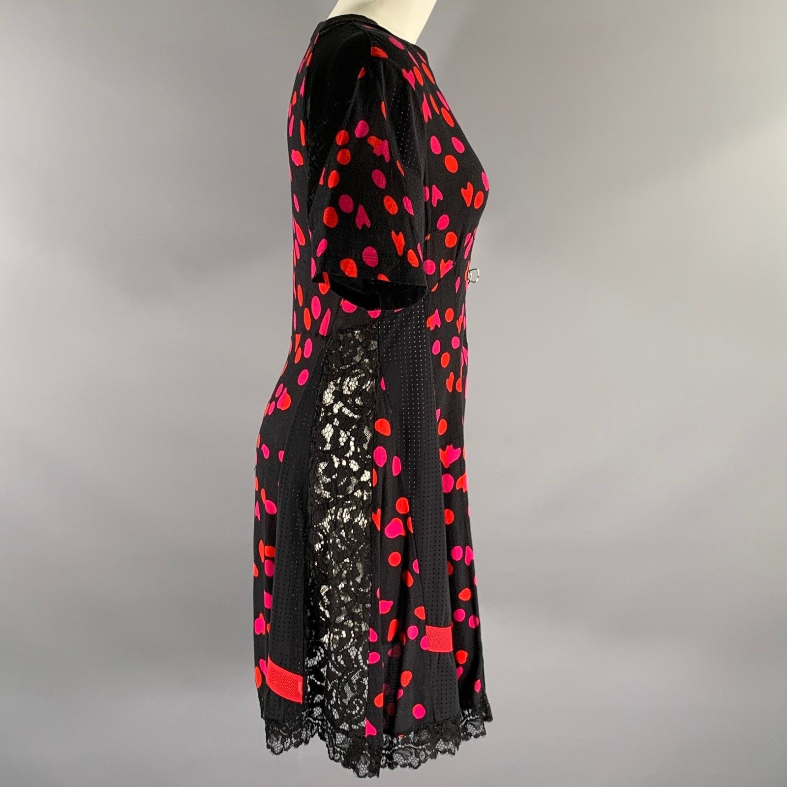 Other KOCHE' XS Black Red Spotted Midi Knee-Length Dress Size XS / US 0-2 / IT 36-38 - 3 Thumbnail