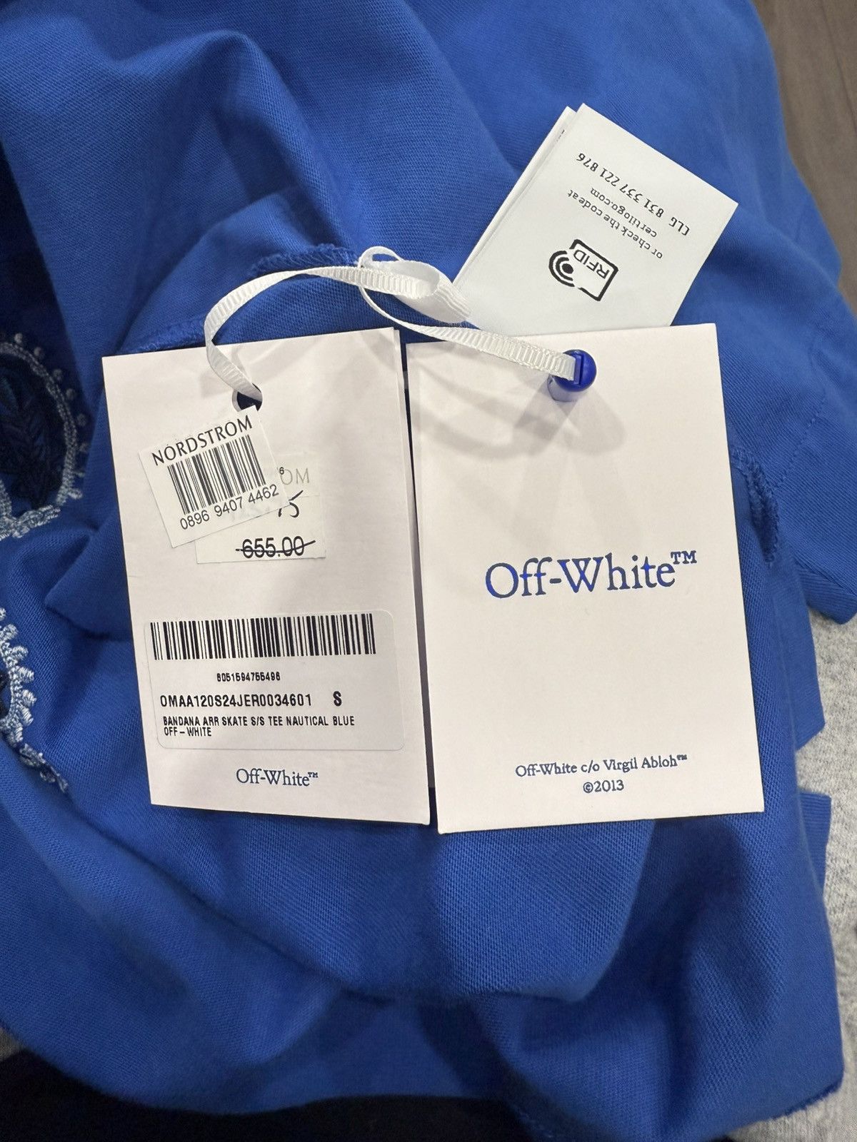 Off-White Off-White Blue Paisley T-Shirt Size US S / EU 44-46 / 1 - 11 Thumbnail