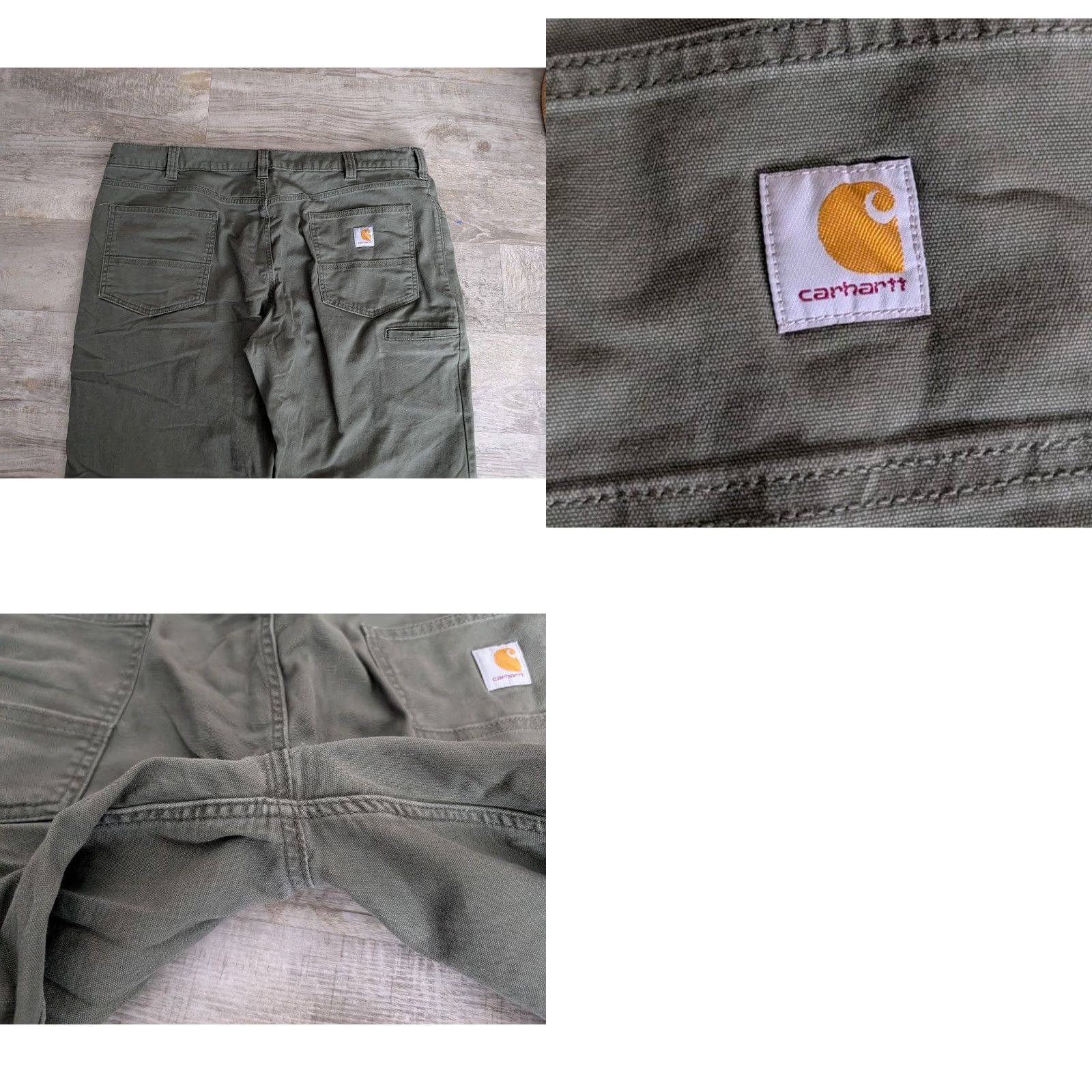 Carhartt Carhartt Men Pants Rugged Flex Relaxed Fit Canvas Work BN2517-M Green 42x30 5-Pocket Zipper Button Straight Leg Workwear Casual Travel Vintage No Size US 42 / EU 58 - 10 Thumbnail