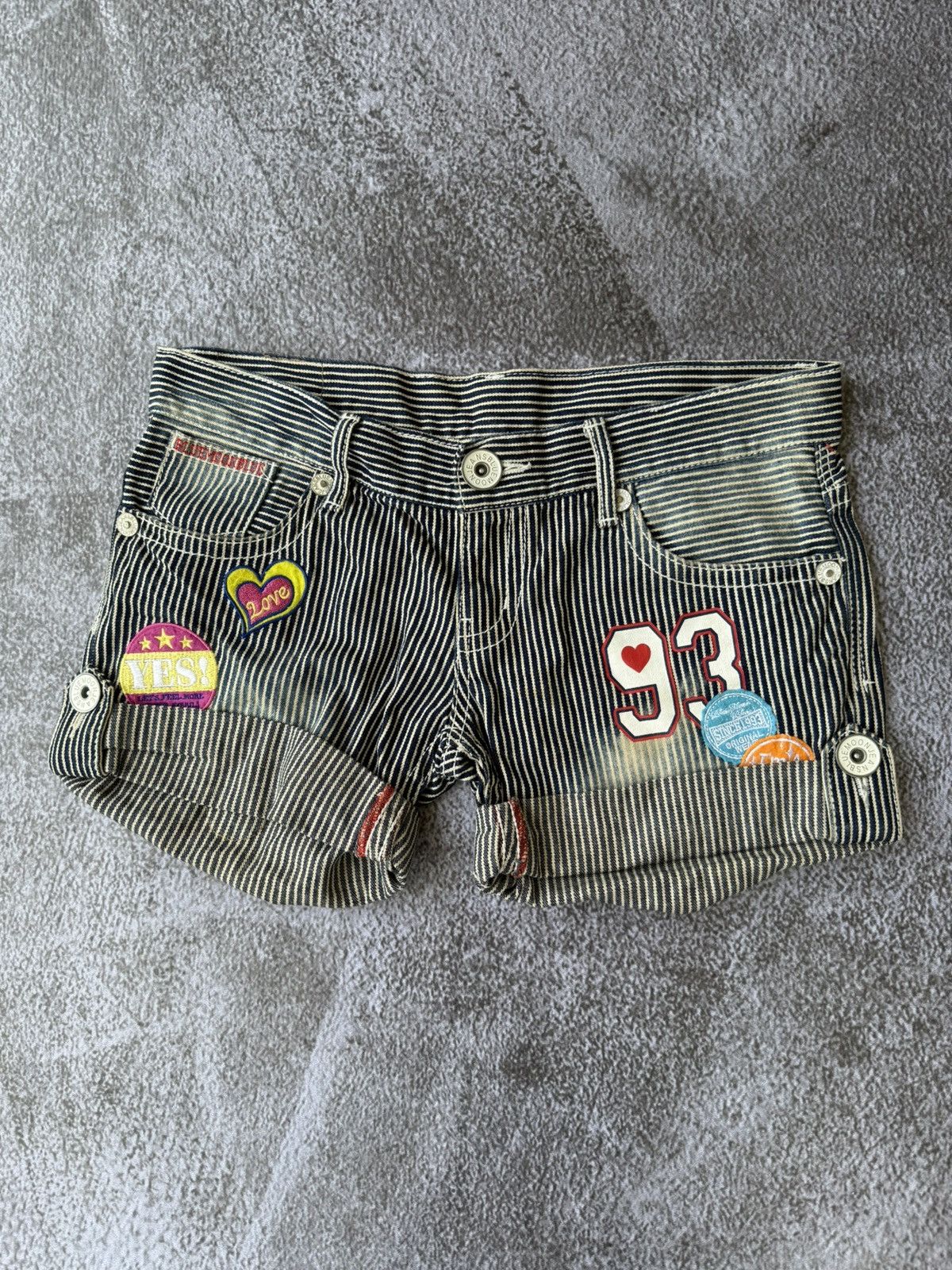 Hysteric Glamour Bluemoonblue Patch Stripe Shorts Pants Size US 33 - 1 Thumbnail