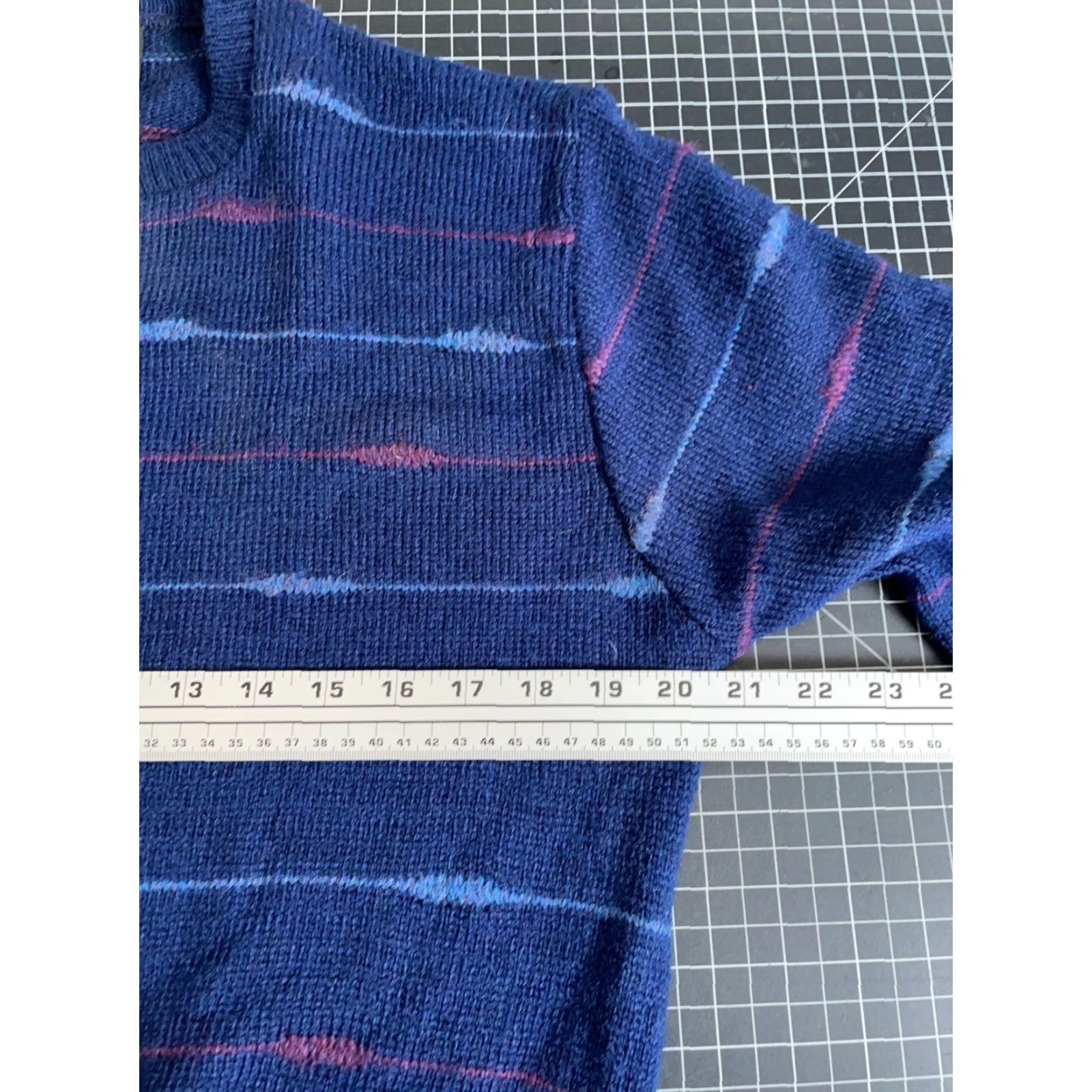 Vintage VINTAGE Reed St. James Sweater Men's M (Large Tag) Blue Light Knit 80s Striped Crew Neck Pullover Casual Warm Size US M / EU 48-50 / 2 - 5 Thumbnail