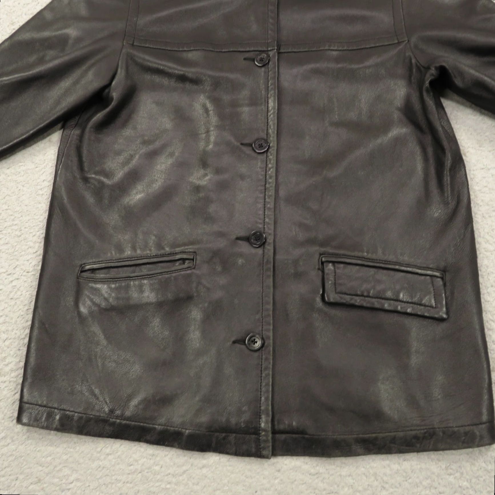 Eddie Bauer Eddie Bauer Leather Jacket Women Small Black Lama Nappa Leather Single Breasted Jacket Size S / US 4 / IT 40 - 2 Thumbnail