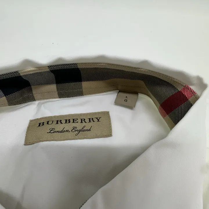 Burberry Burberry Burberry White Logo Embroidered Long Sleeve Shirt Size US L / EU 52-54 / 3 - 5 Thumbnail