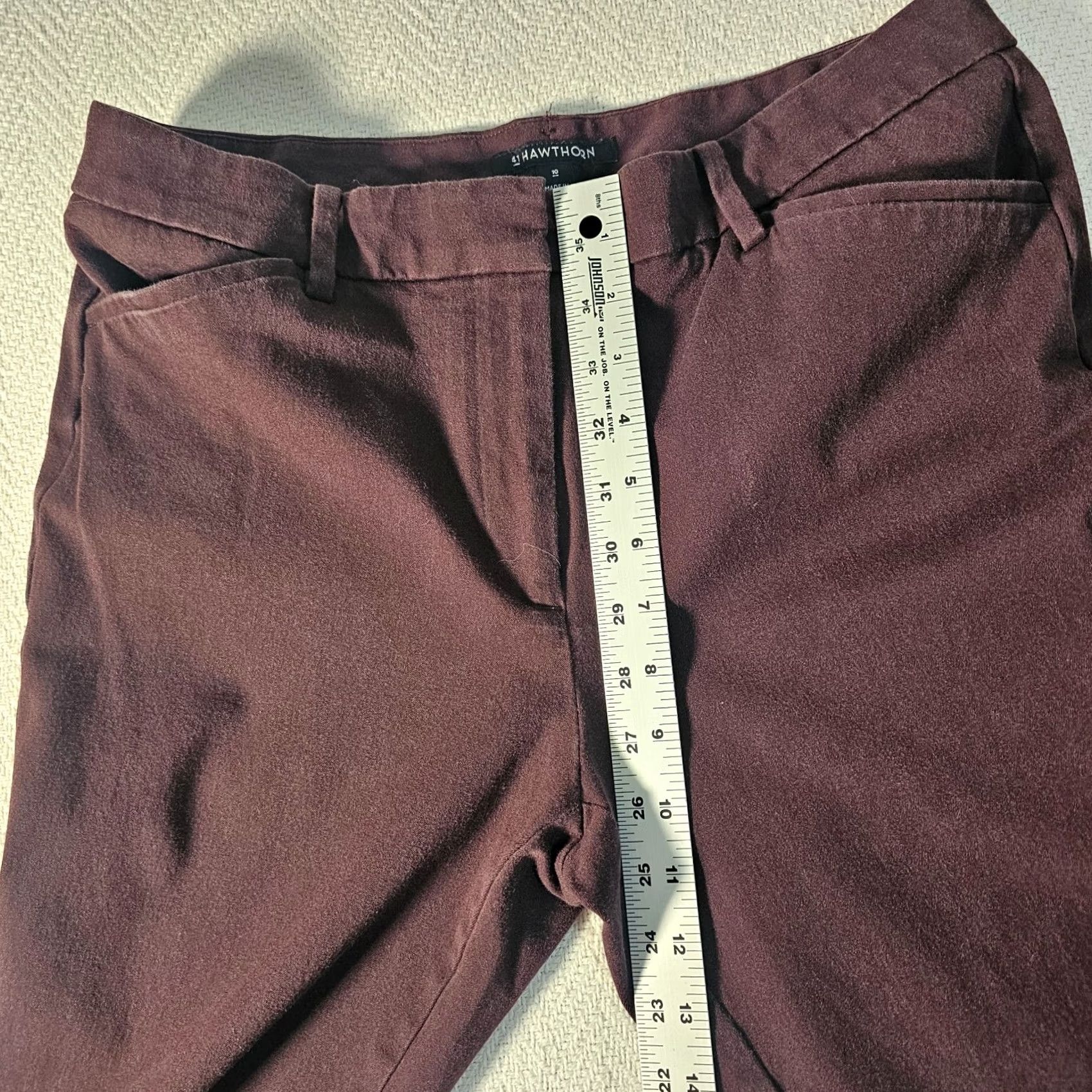 Vintage 41 Hawthorne Wine Straight Leg Chino Pants Women's Size 10 Cropped Dressy Career Professional Suiting Material Blend Stretch Closet Ready Size 32" / US 10 / IT 46 - 6 Thumbnail