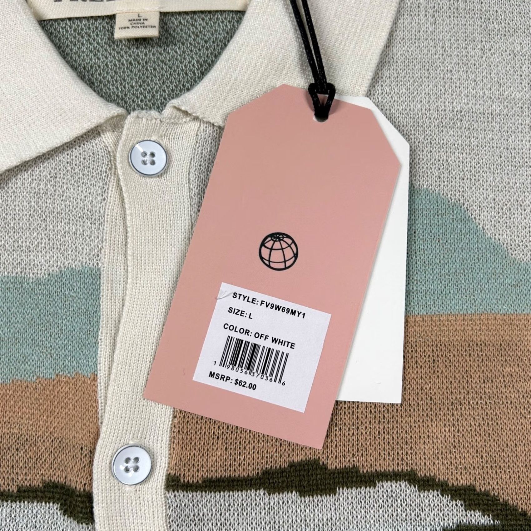 Vintage Free Planet Shirt Mens L Knit Polo Button Up Lost Paradise Tennis Beach Resort Size US L / EU 52-54 / 3 - 5 Thumbnail
