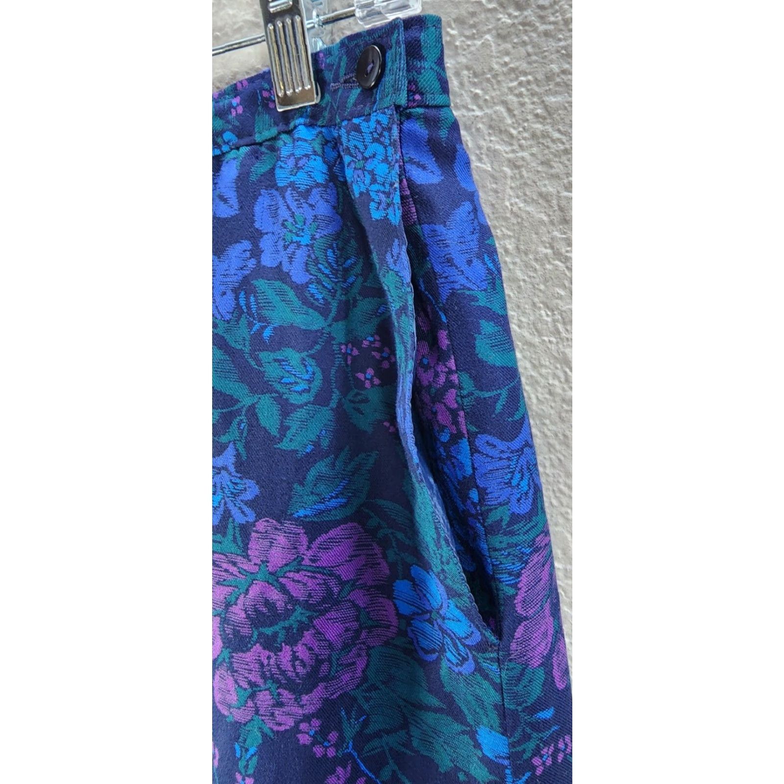Vintage Vtg Country Sophisticates Skirt Womens Midi Floral Blue Pockets Sz 12 Wool Rayon Button Vintage Yes Confidently Styled Size 34" / US 12 / IT 48 - 4 Thumbnail