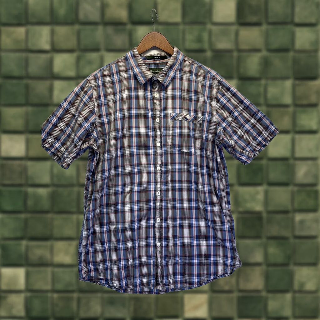 Eddie Bauer Eddie Bauer Men’s L Tall Plaid Button Up Short Sleeve Shirt-3802 Size US L / EU 52-54 / 3 - 1 Thumbnail